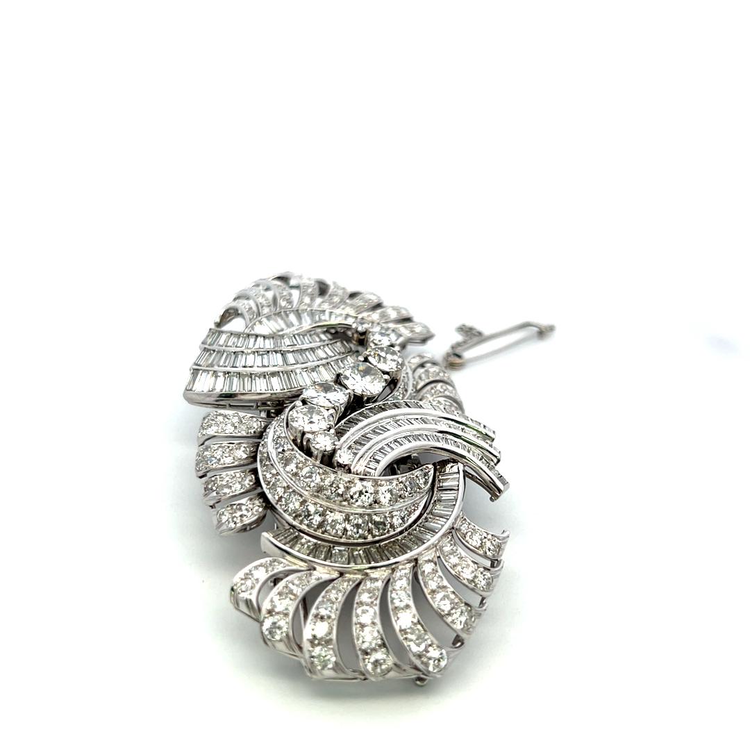 Vintage Platinum Pin Brooch with 35 Carat Mixed Shape G-SI Diamonds