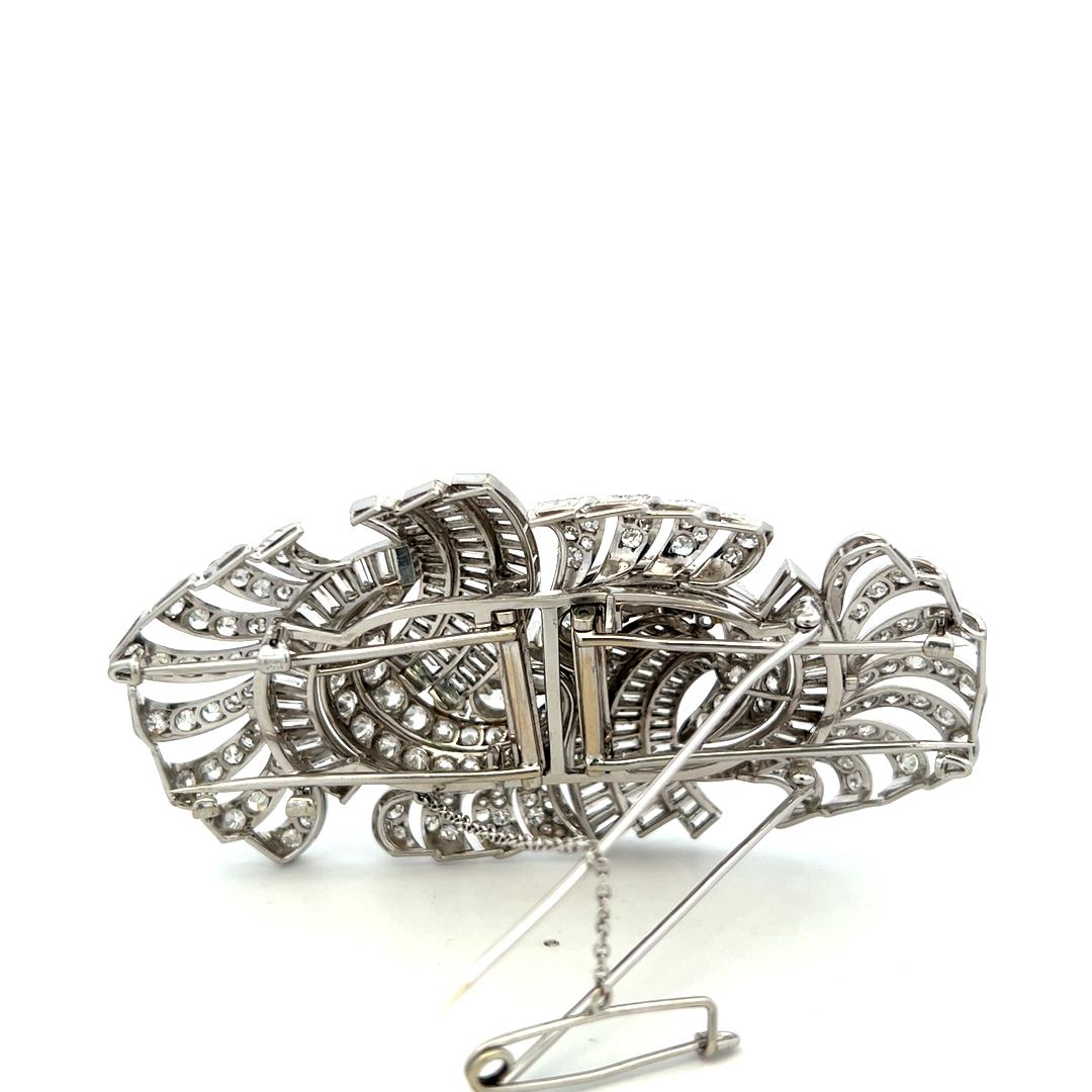 Vintage Platinum Pin Brooch with 35 Carat Mixed Shape G-SI Diamonds