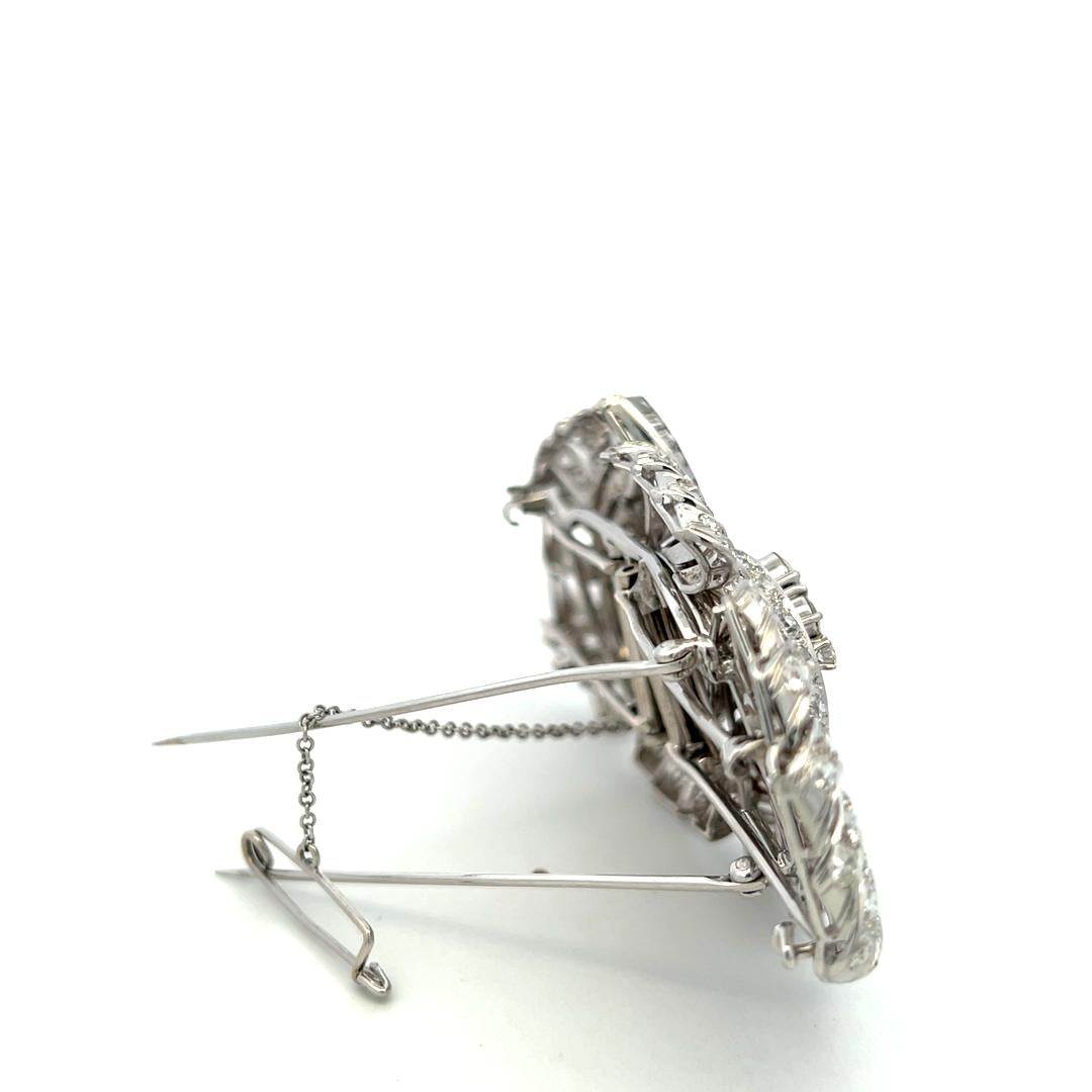 Vintage Platinum Pin Brooch with 35 Carat Mixed Shape G-SI Diamonds