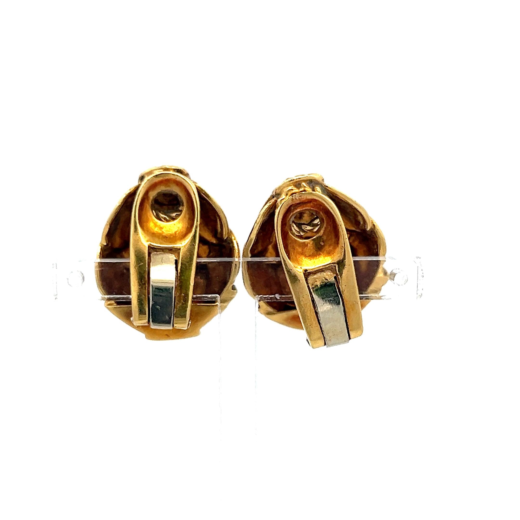 Vintage 18 Karat Yellow Gold Clip-On Earrings  19.9 Grams
