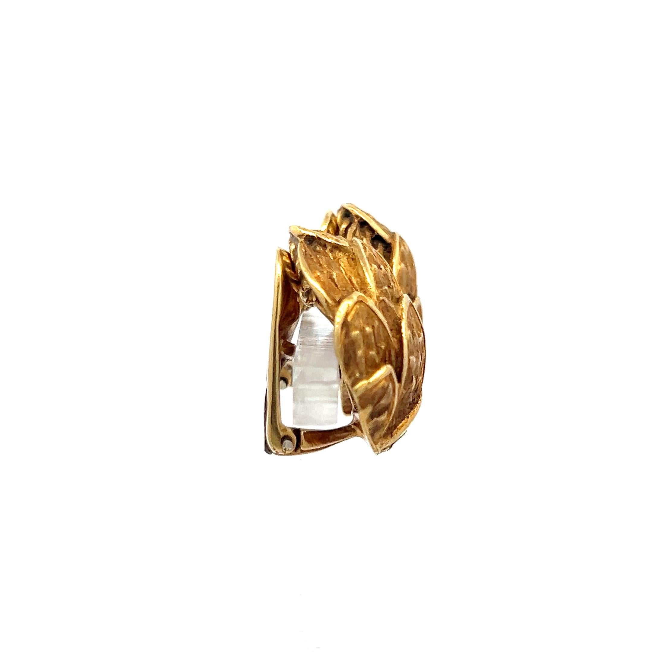 Vintage 18 Karat Yellow Gold Clip-On Earrings  19.9 Grams