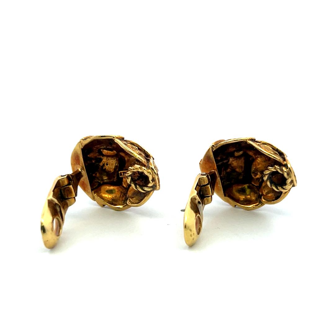 Vintage 18 Karat Yellow Gold Clip-On Earrings  19.9 Grams