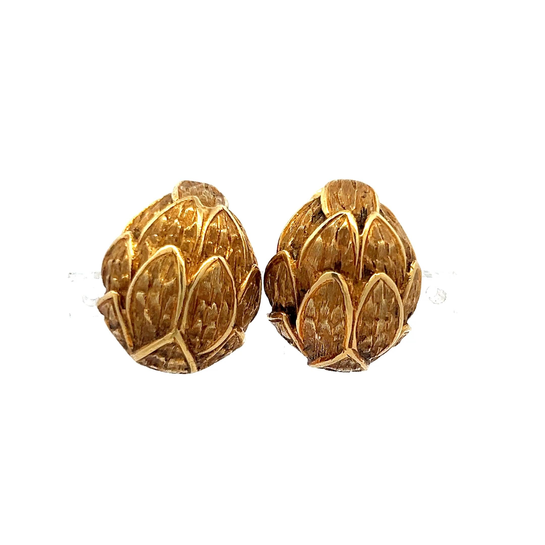 Vintage 18 Karat Yellow Gold Clip-On Earrings  19.9 Grams