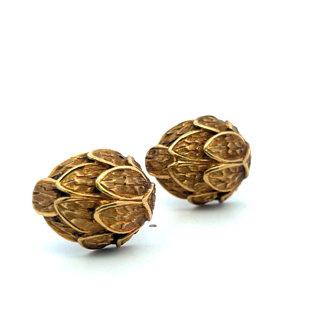 Vintage 18 Karat Yellow Gold Clip-On Earrings  19.9 Grams