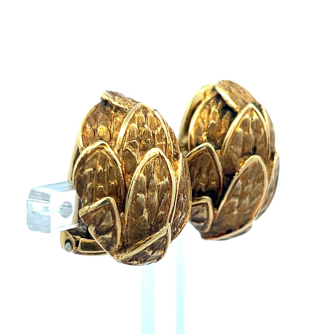 Vintage 18 Karat Yellow Gold Clip-On Earrings  19.9 Grams