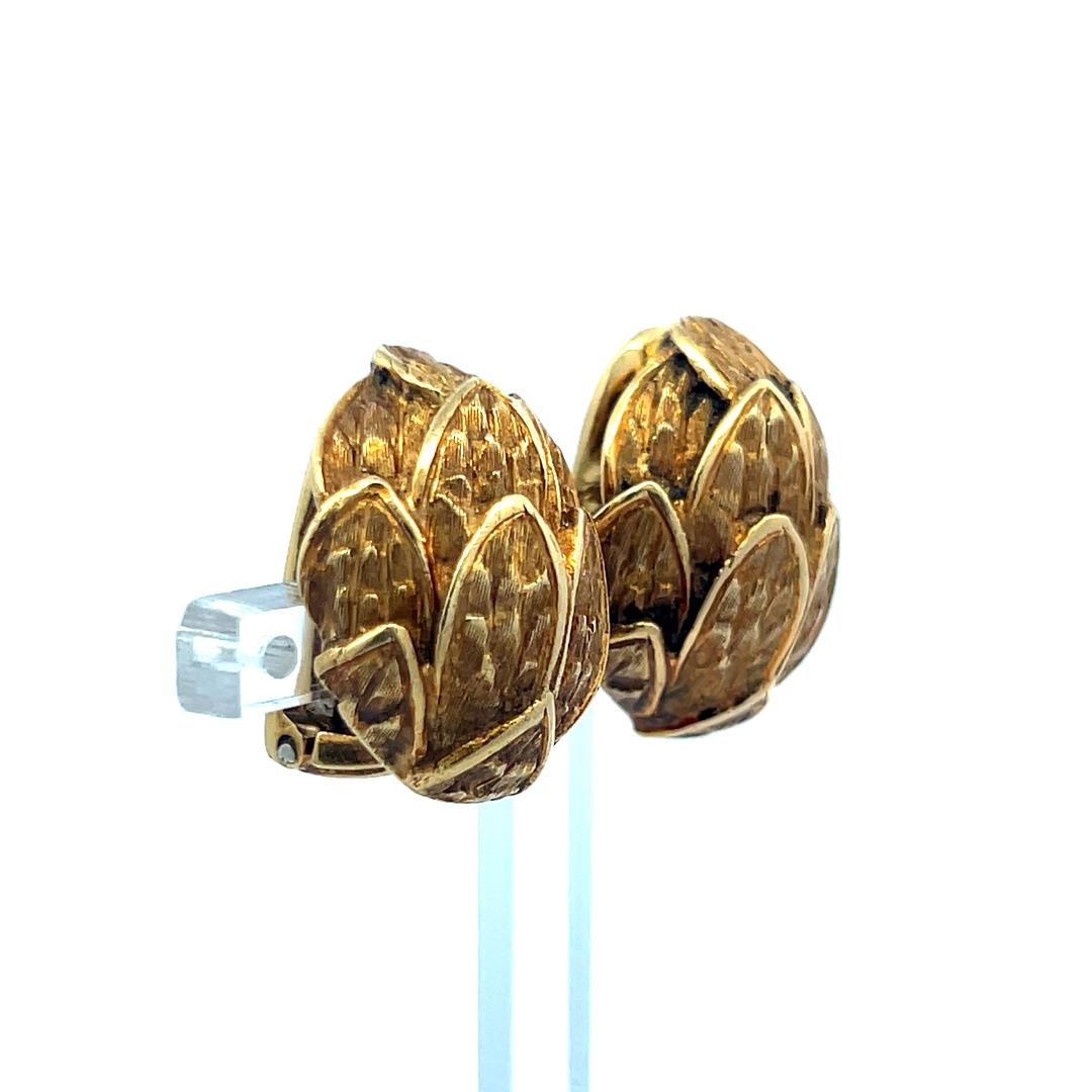 Vintage 18 Karat Yellow Gold Clip-On Earrings  19.9 Grams