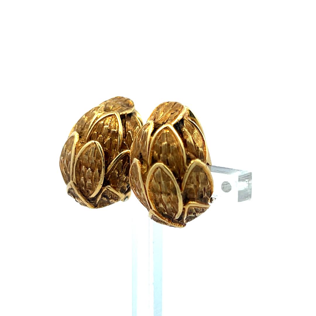 Vintage 18 Karat Yellow Gold Clip-On Earrings  19.9 Grams