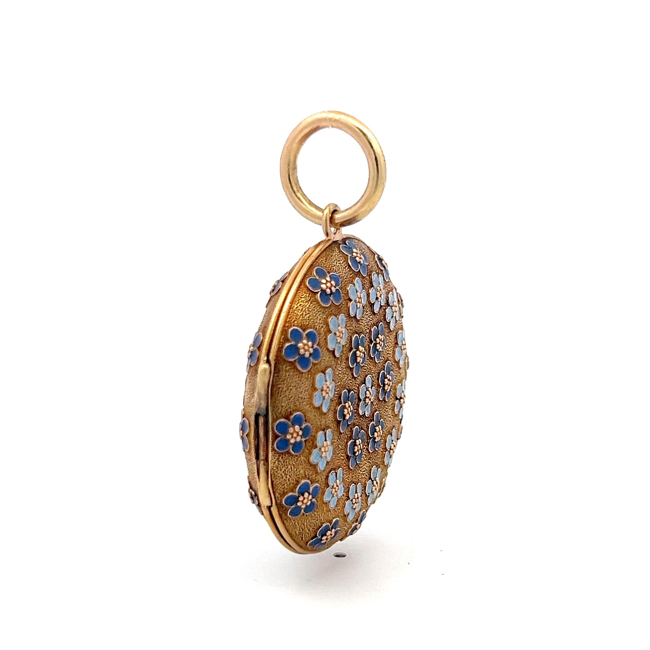 Vintage 18 Karat Yellow Gold Floral Pendant Lock Box 29.2 Grams