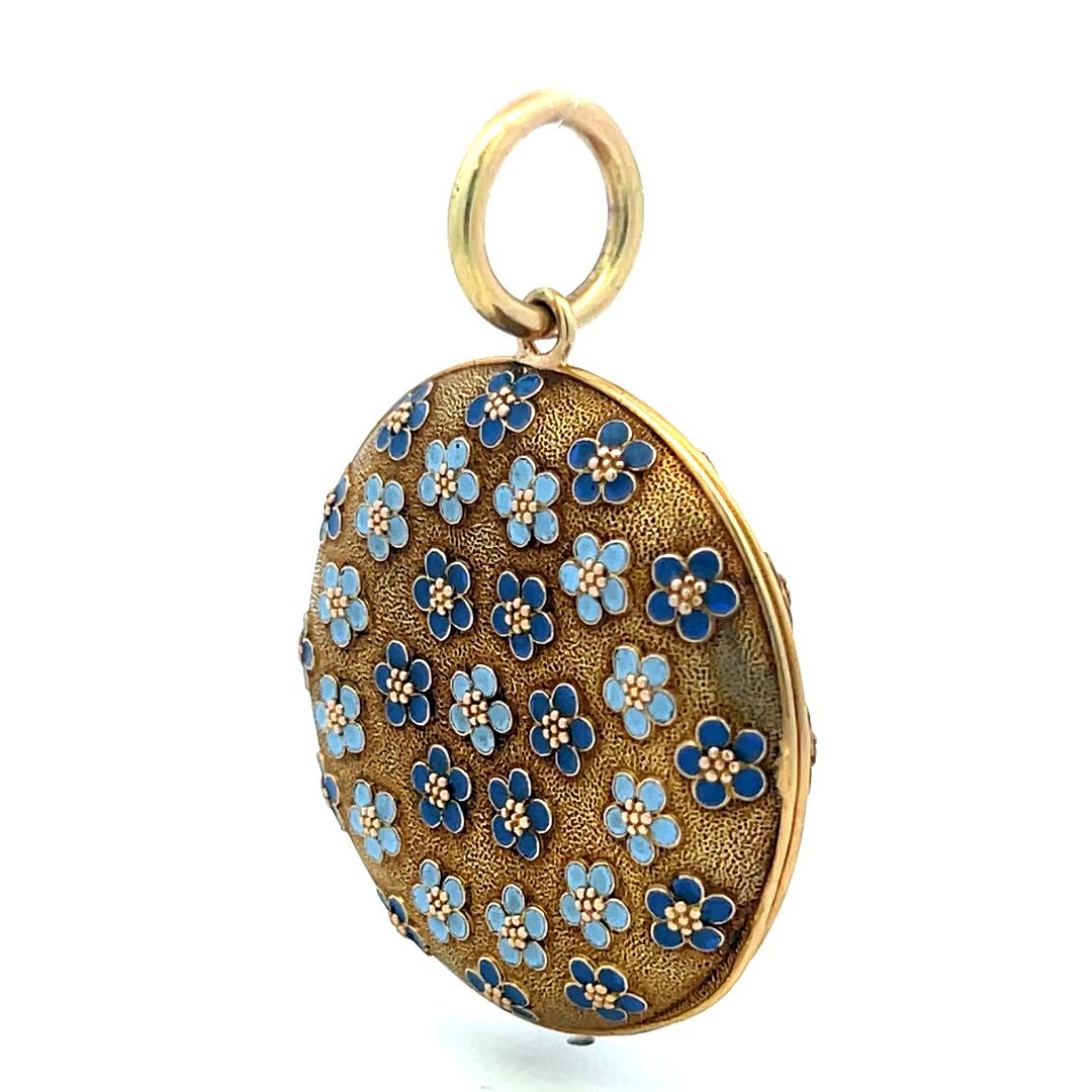 Vintage 18 Karat Yellow Gold Floral Pendant Lock Box 29.2 Grams