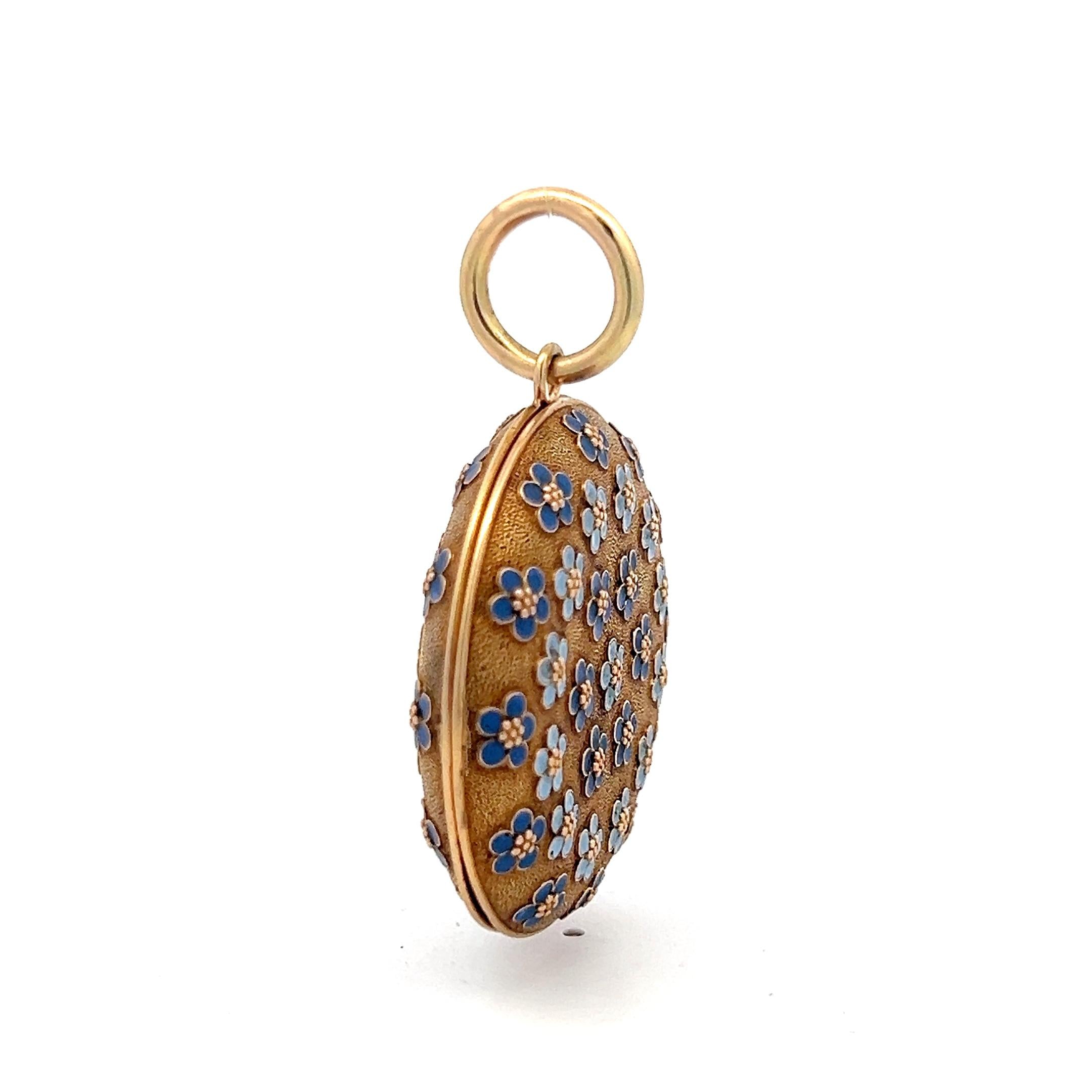 Vintage 18 Karat Yellow Gold Floral Pendant Lock Box 29.2 Grams