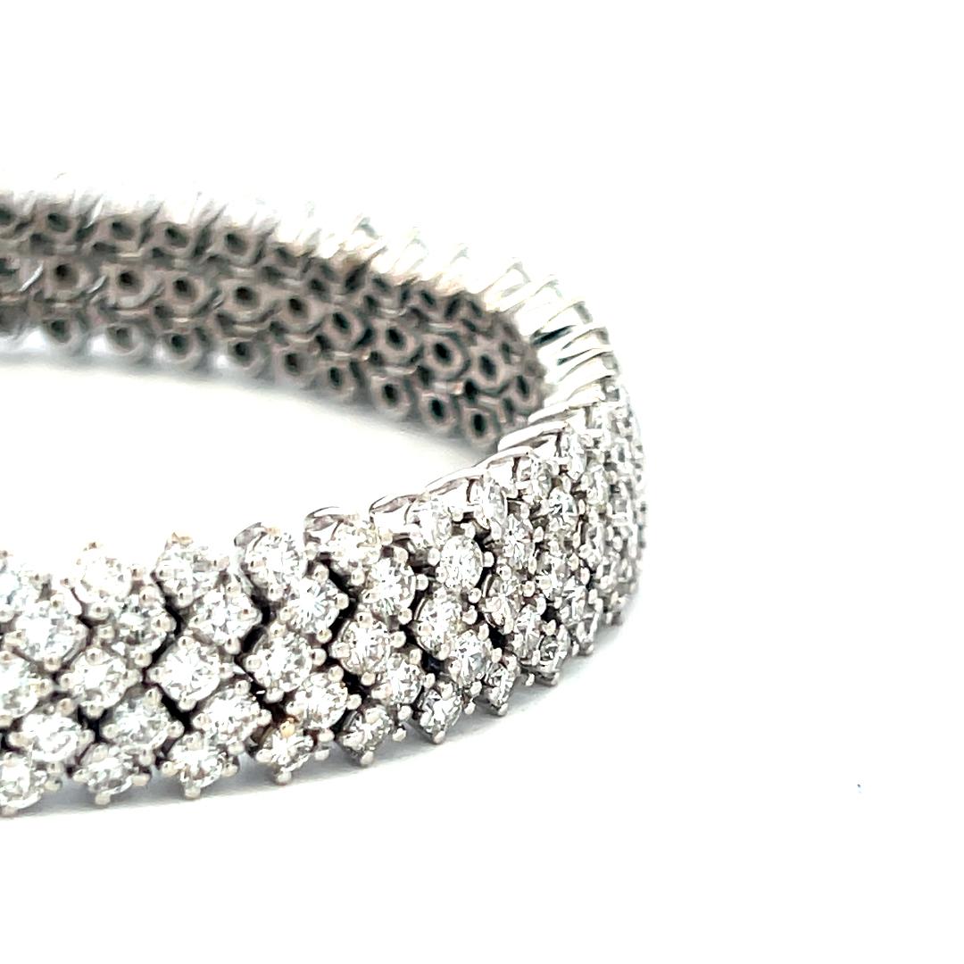 Vintage 18K White Gold Mesh Tennis Bracelet with 14.4 Carat Round H SI Diamonds