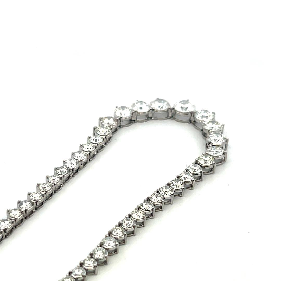New 18K White Gold Riviera Necklace with 23.56 Carat Round Diamonds GIA