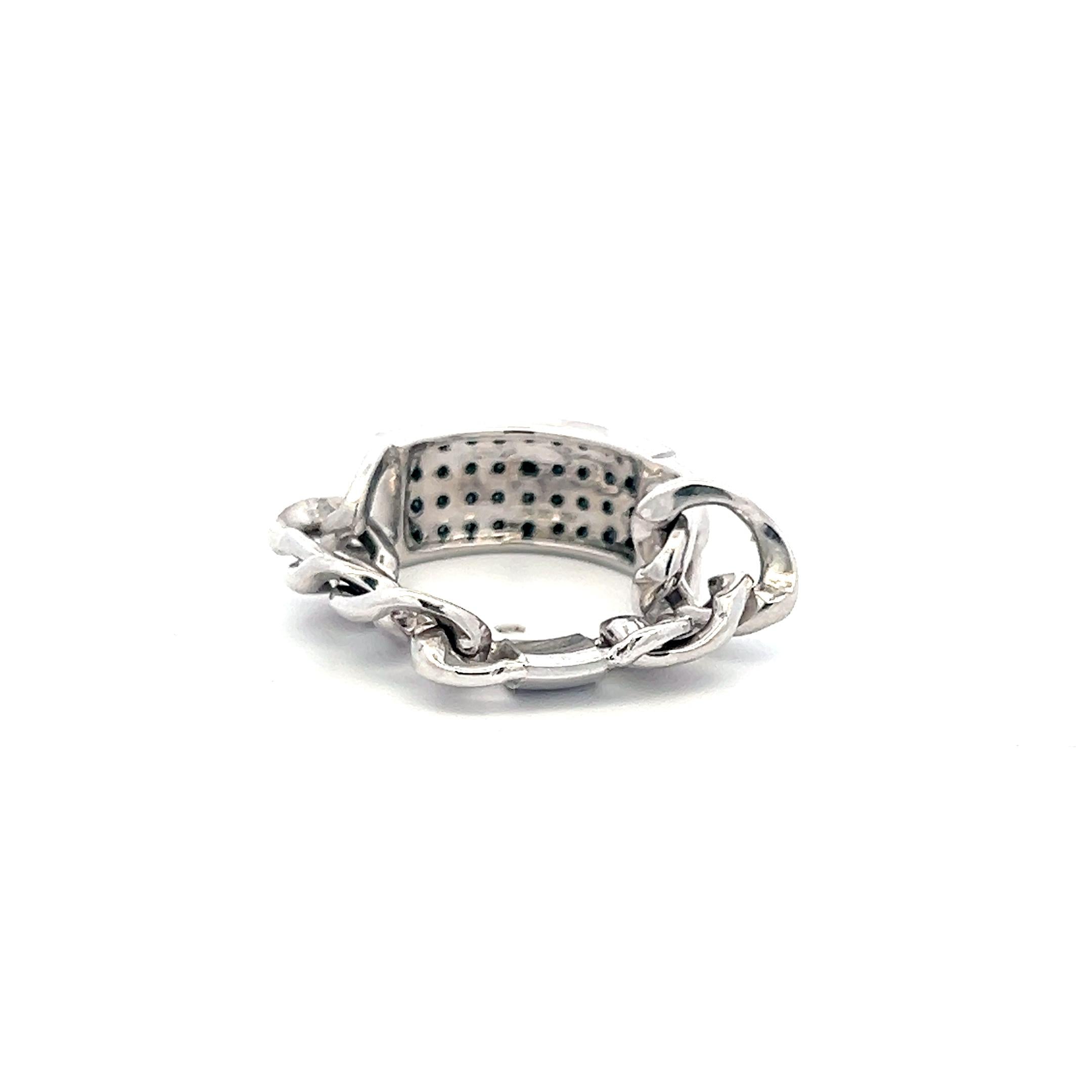 Vintage 14K White Gold Cocktail Ring with 0.5 Carat Black Round Diamonds Size 7