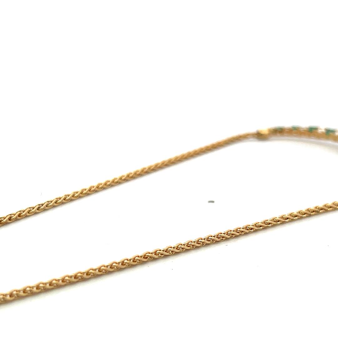 18K YG Pendant Necklace with 1.92ct Round & Baguette Diamonds 3.5ct Emerald