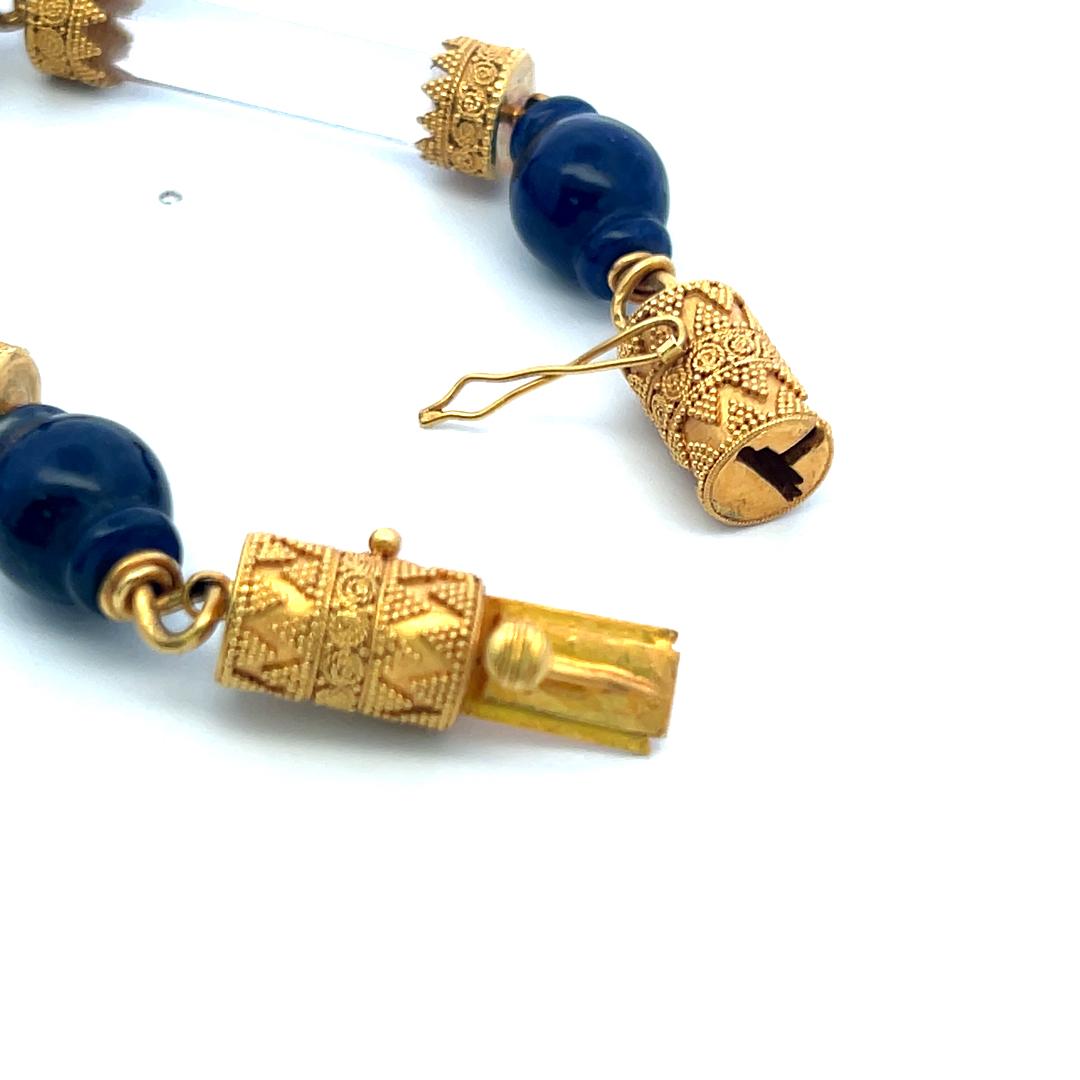 Lalaounis 18K Yellow Gold Pendant Necklace Crystal & Sodalite Beads and Slices