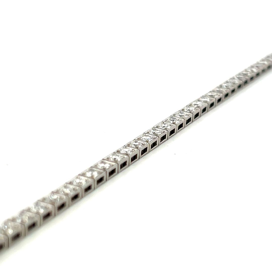 Vintage Platinum Tennis Bracelet with 4.4 Carat Old European Cut F-VS Diamonds
