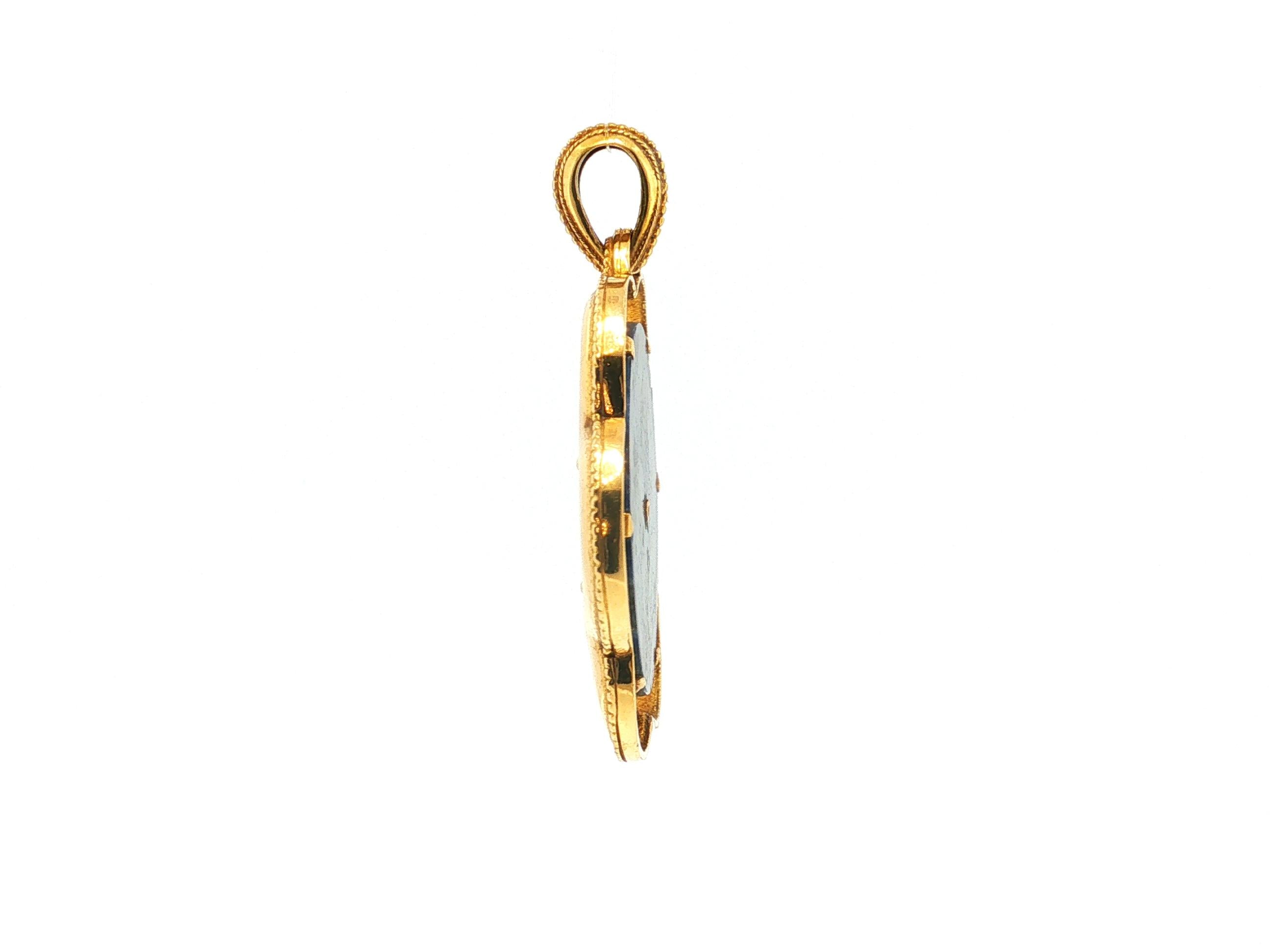 Lalaounis Vintage 18K Yellow Gold Pendant with 35.00MM Sodalite