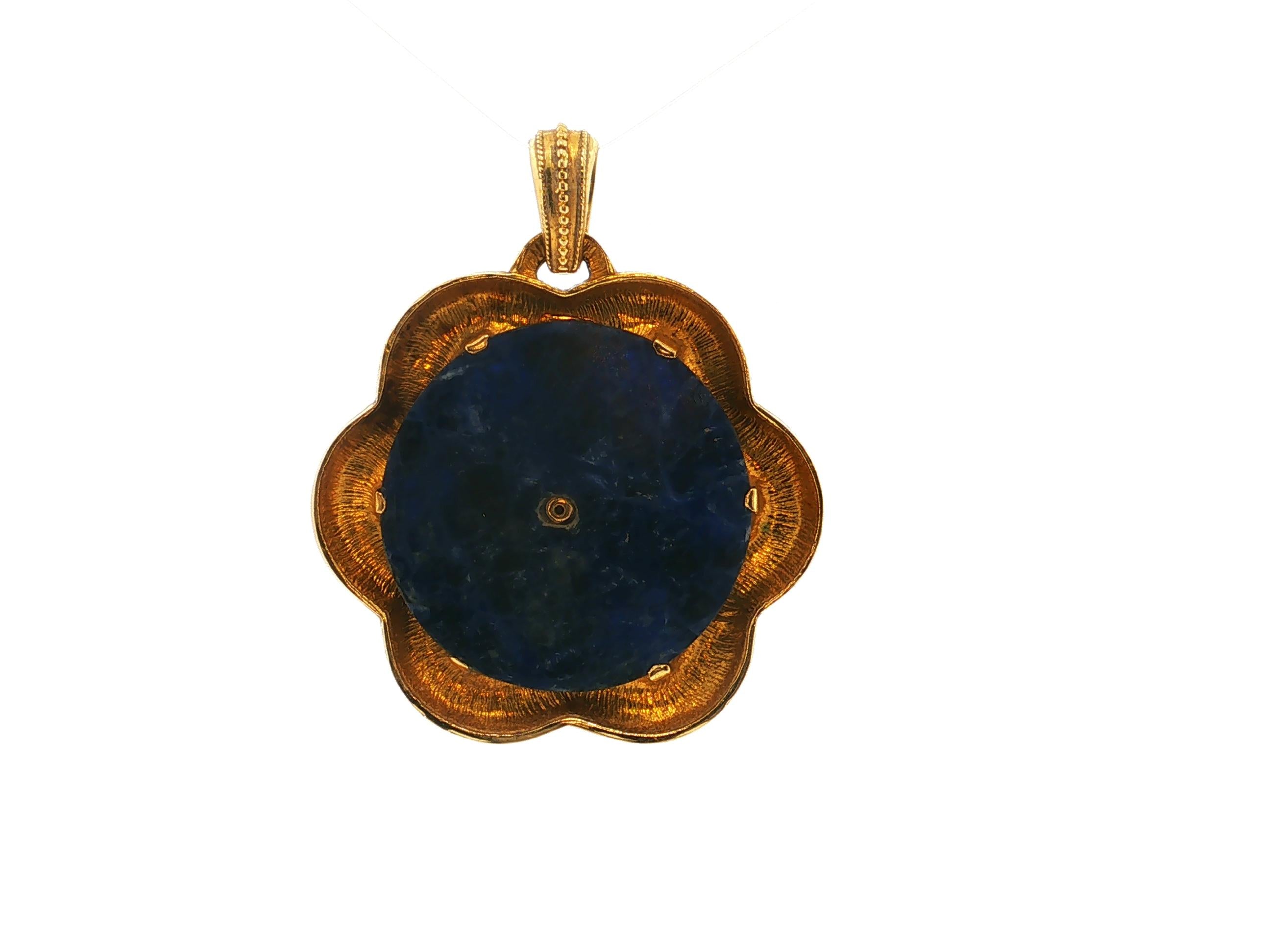 Lalaounis Vintage 18K Yellow Gold Pendant with 35.00MM Sodalite