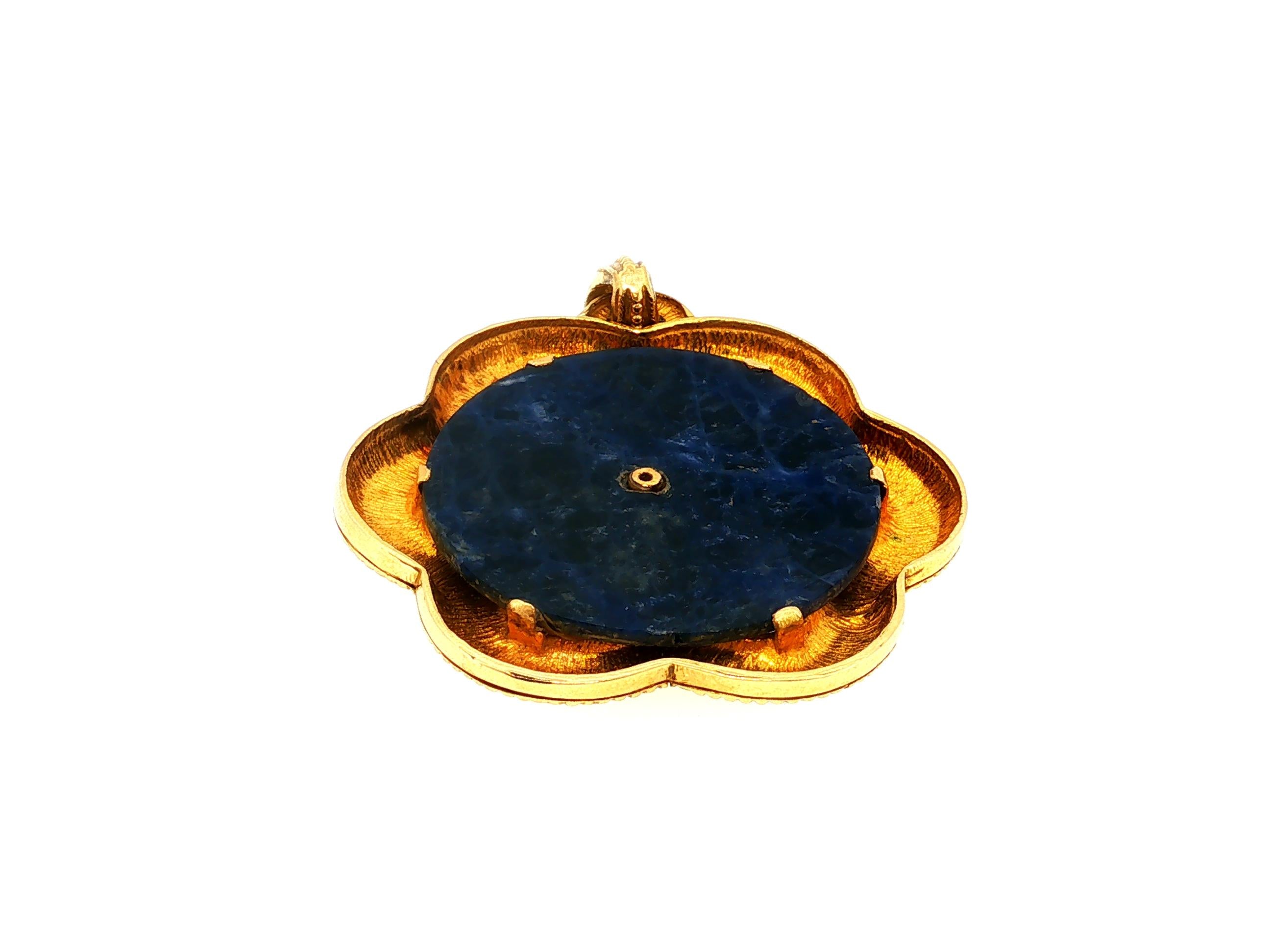 Lalaounis Vintage 18K Yellow Gold Pendant with 35.00MM Sodalite
