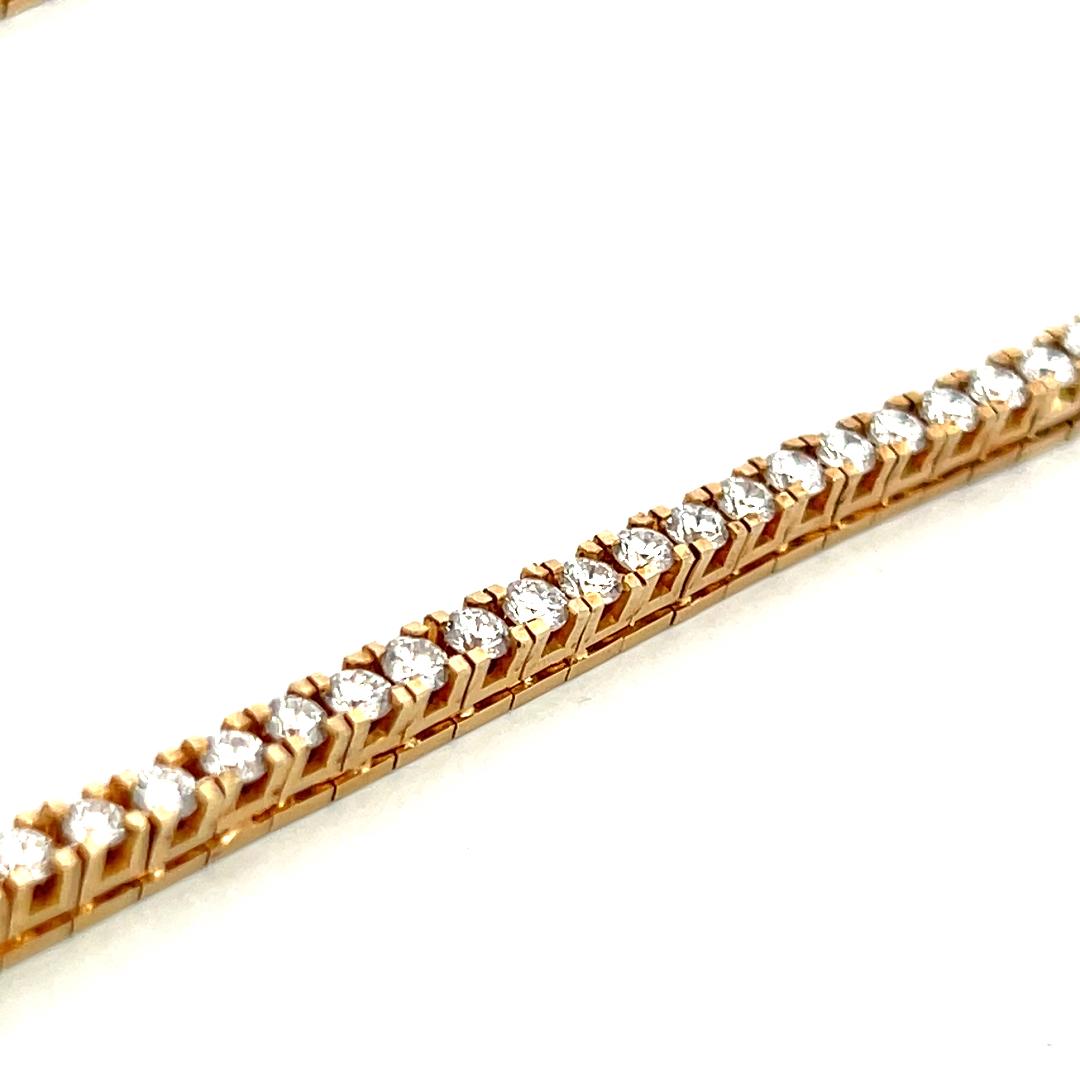 14K Yellow Gold Riviera Necklace with 11.42 Carat Round I VS Diamonds 30.8 Grams