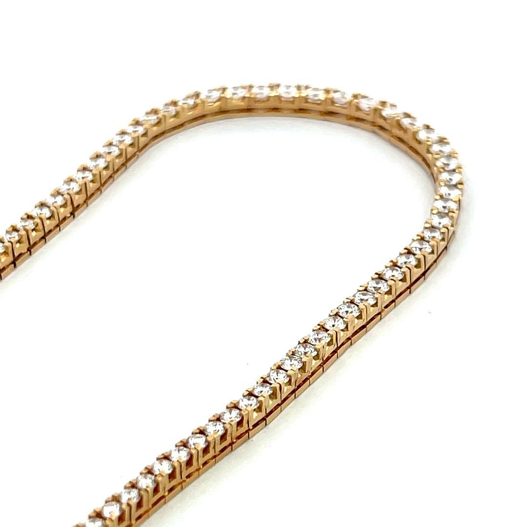 14K Yellow Gold Riviera Necklace with 11.42 Carat Round I VS Diamonds 30.8 Grams
