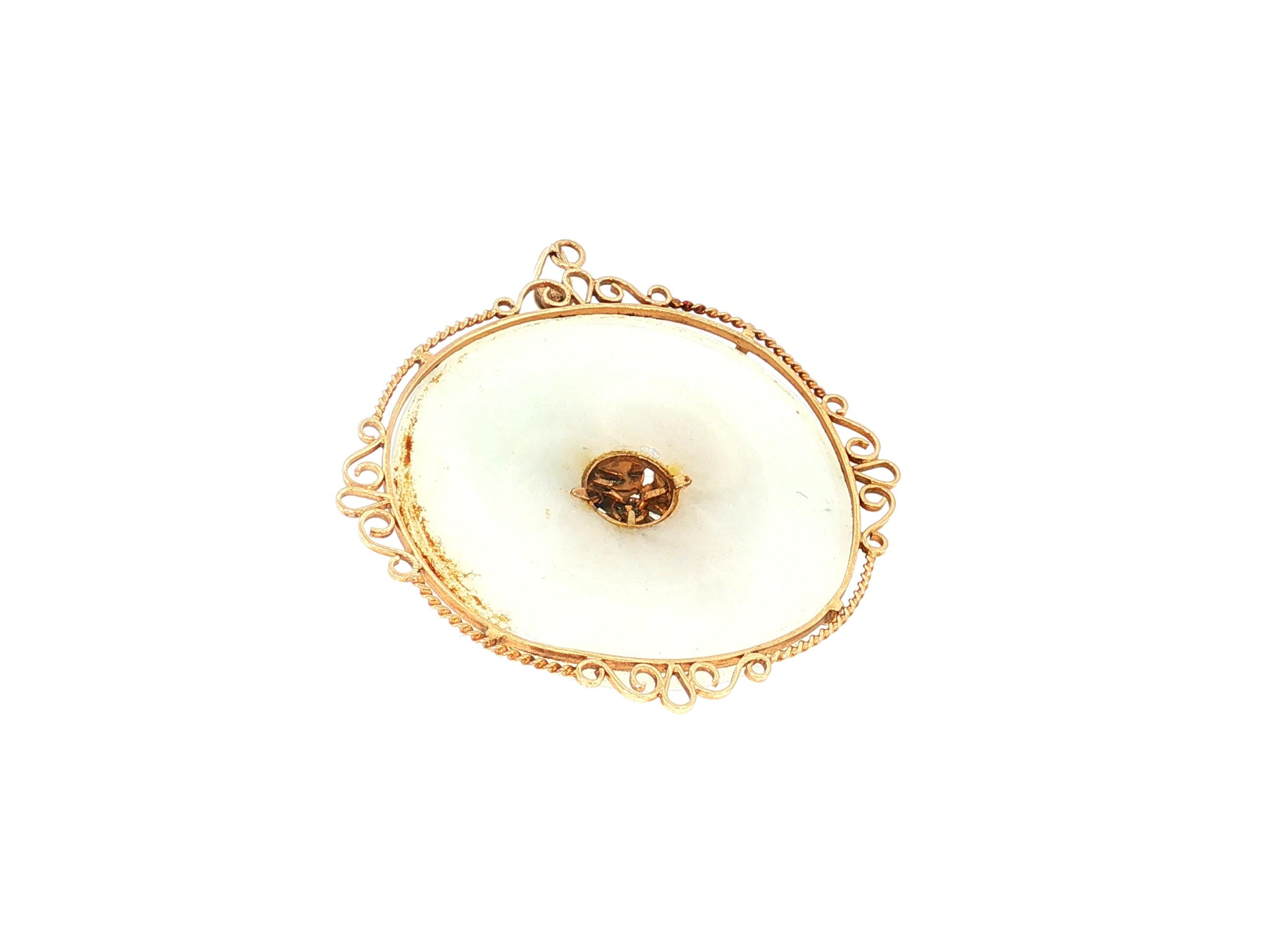 Vintage 14K Yellow Gold Pendant Necklace with 7.40x5.26MM Multi Gemstones