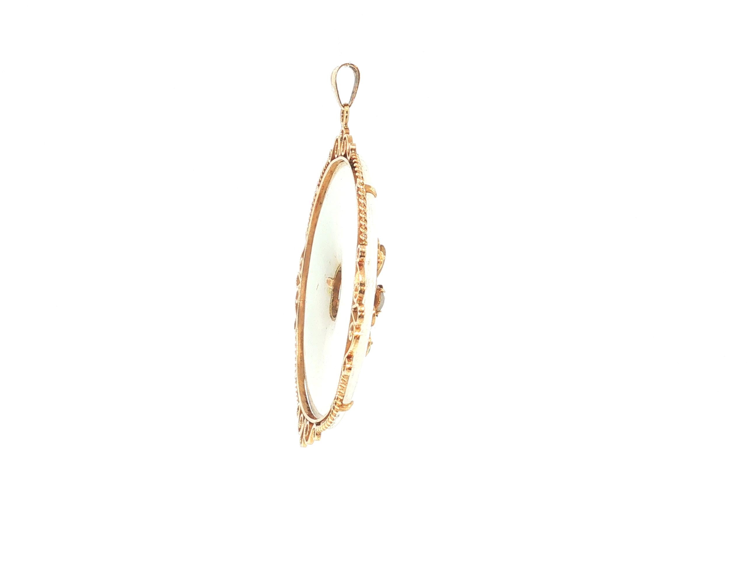 Vintage 14K Yellow Gold Pendant Necklace with 7.40x5.26MM Multi Gemstones