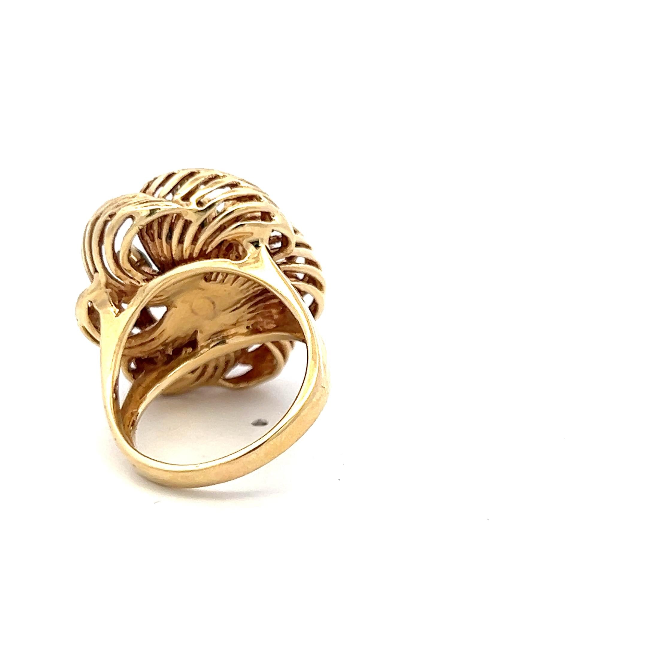 14K YG Cocktail Ring with 0.16 Carat Round Diamonds & 2 Carat Peridot Size 6.5