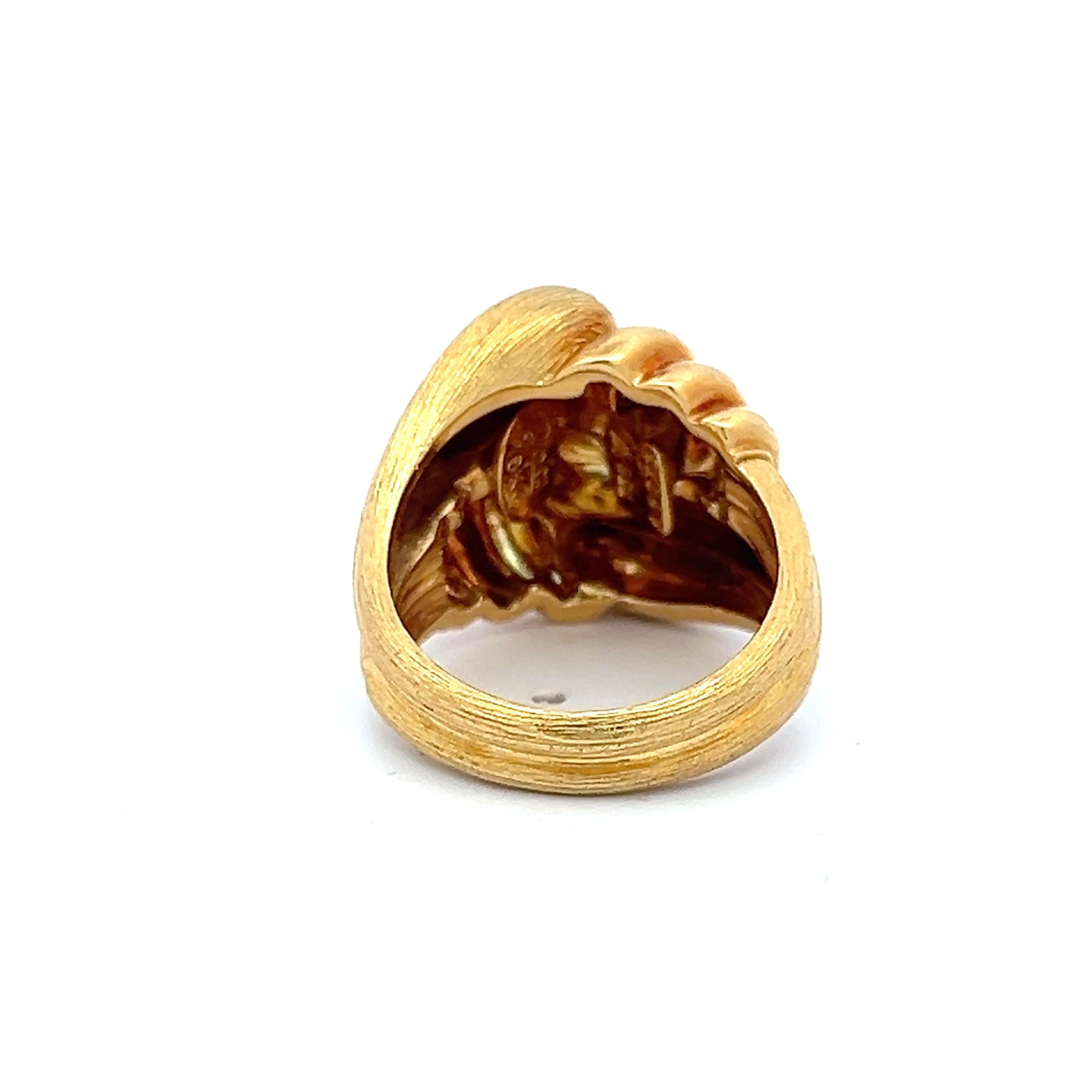 Henry Dunay Vintage 18 Karat Yellow Gold Bold Cocktail Ring Size 6.25