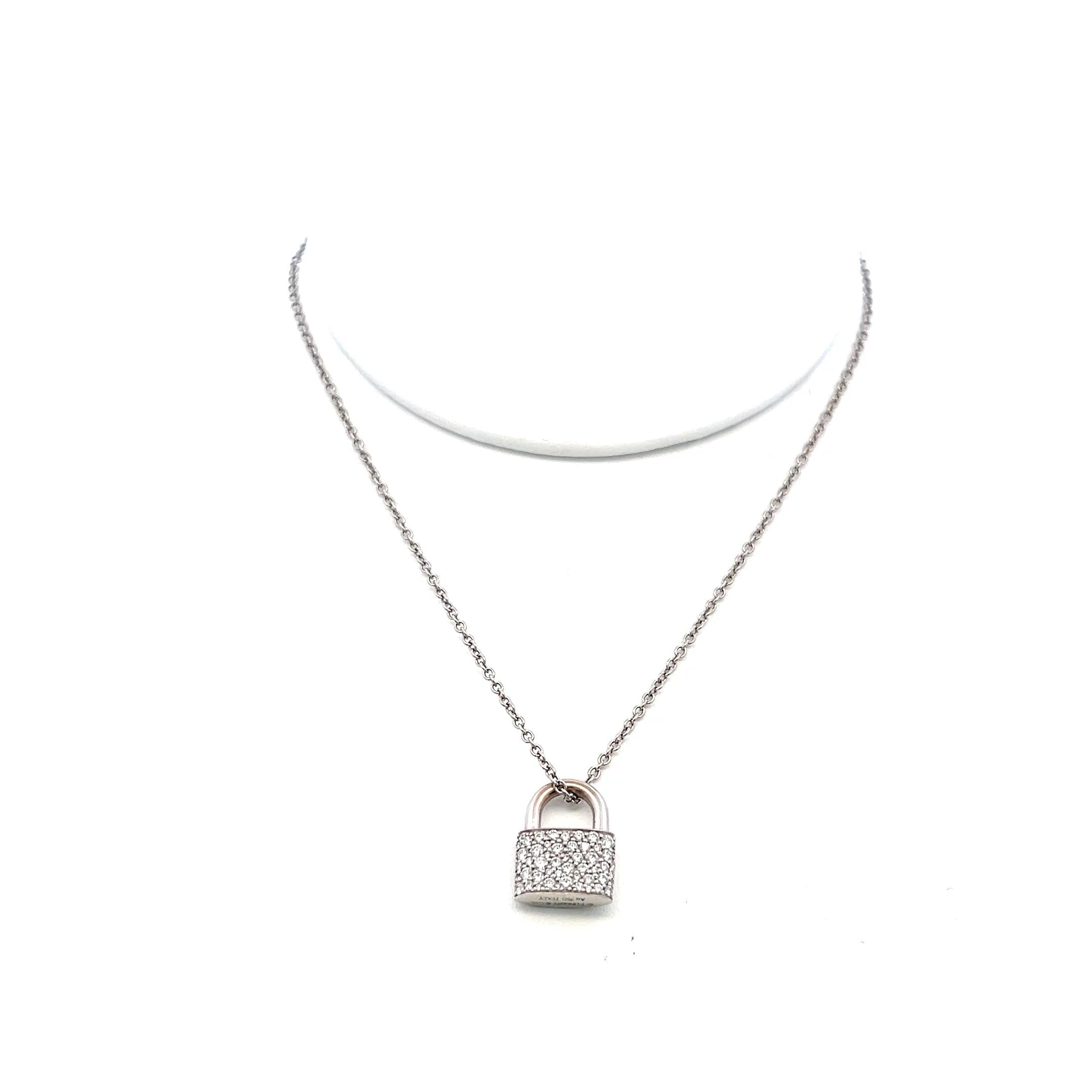 Tiffany & Co 18K WG Pendant Necklace with 1.35 Carat Round F VS Diamonds 20 IN