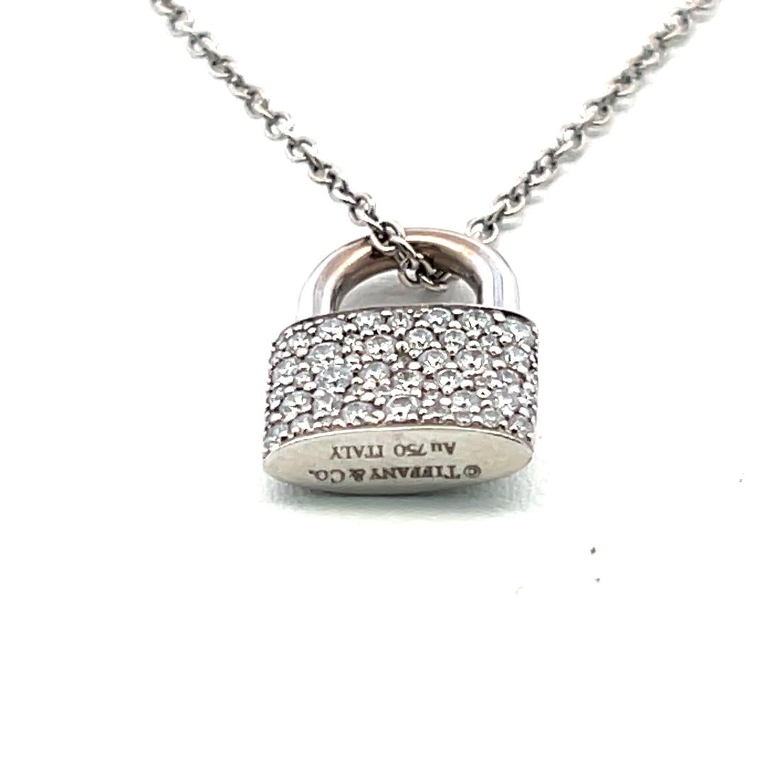 Tiffany & Co 18K WG Pendant Necklace with 1.35 Carat Round F VS Diamonds 20 IN