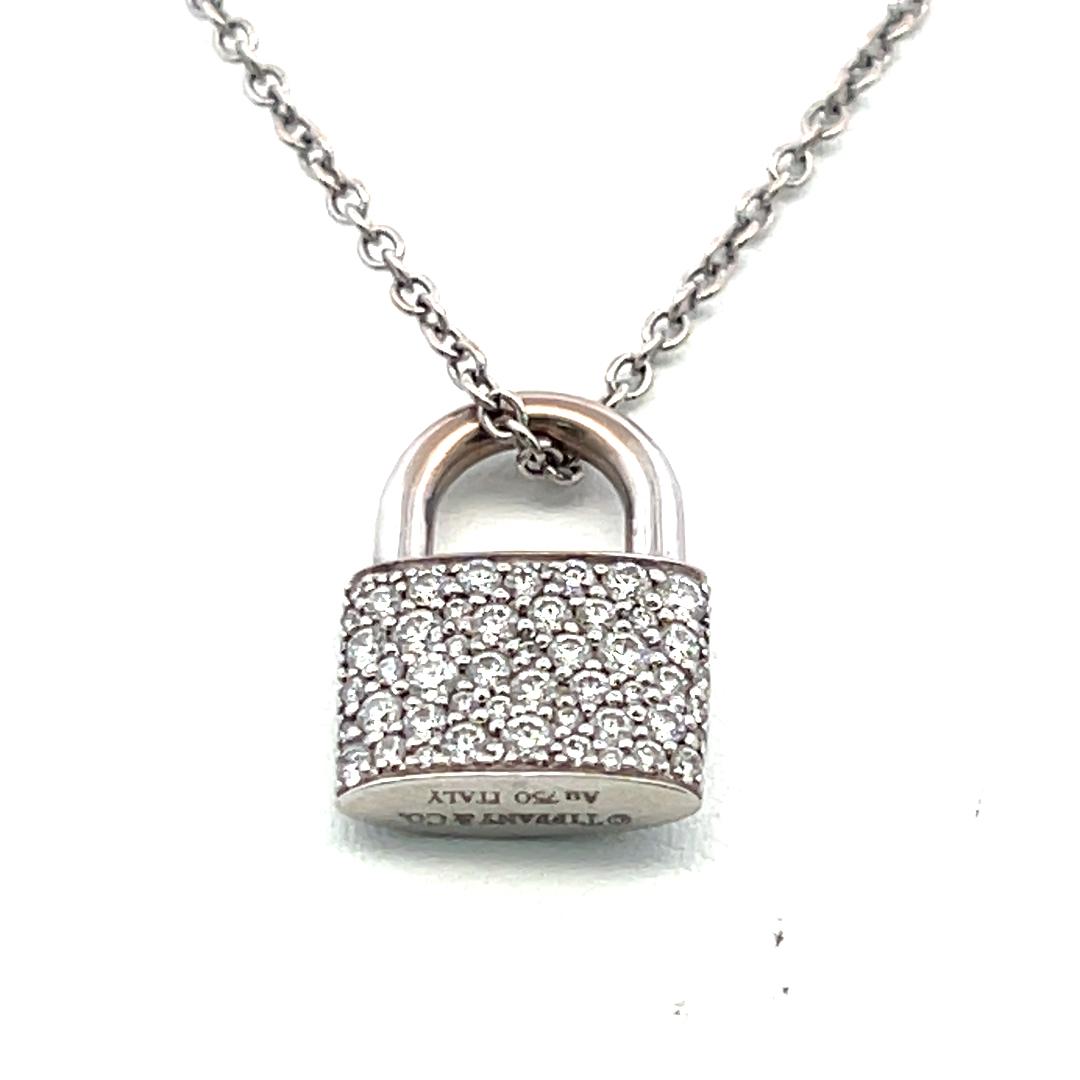 Tiffany & Co 18K WG Pendant Necklace with 1.35 Carat Round F VS Diamonds 20 IN