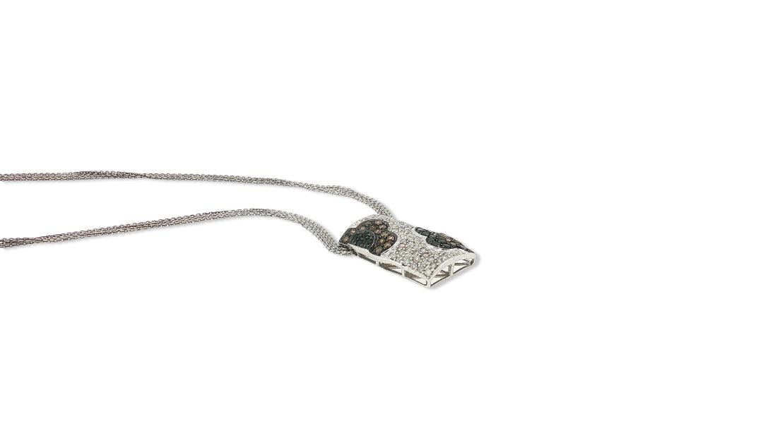 Vintage 14K WG Pendant Necklace & Earrings with 2.37 Carat Diamonds