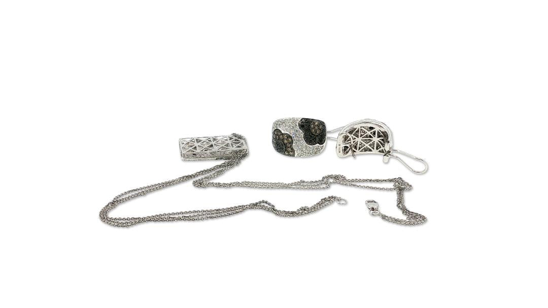 Vintage 14K WG Pendant Necklace & Earrings with 2.37 Carat Diamonds