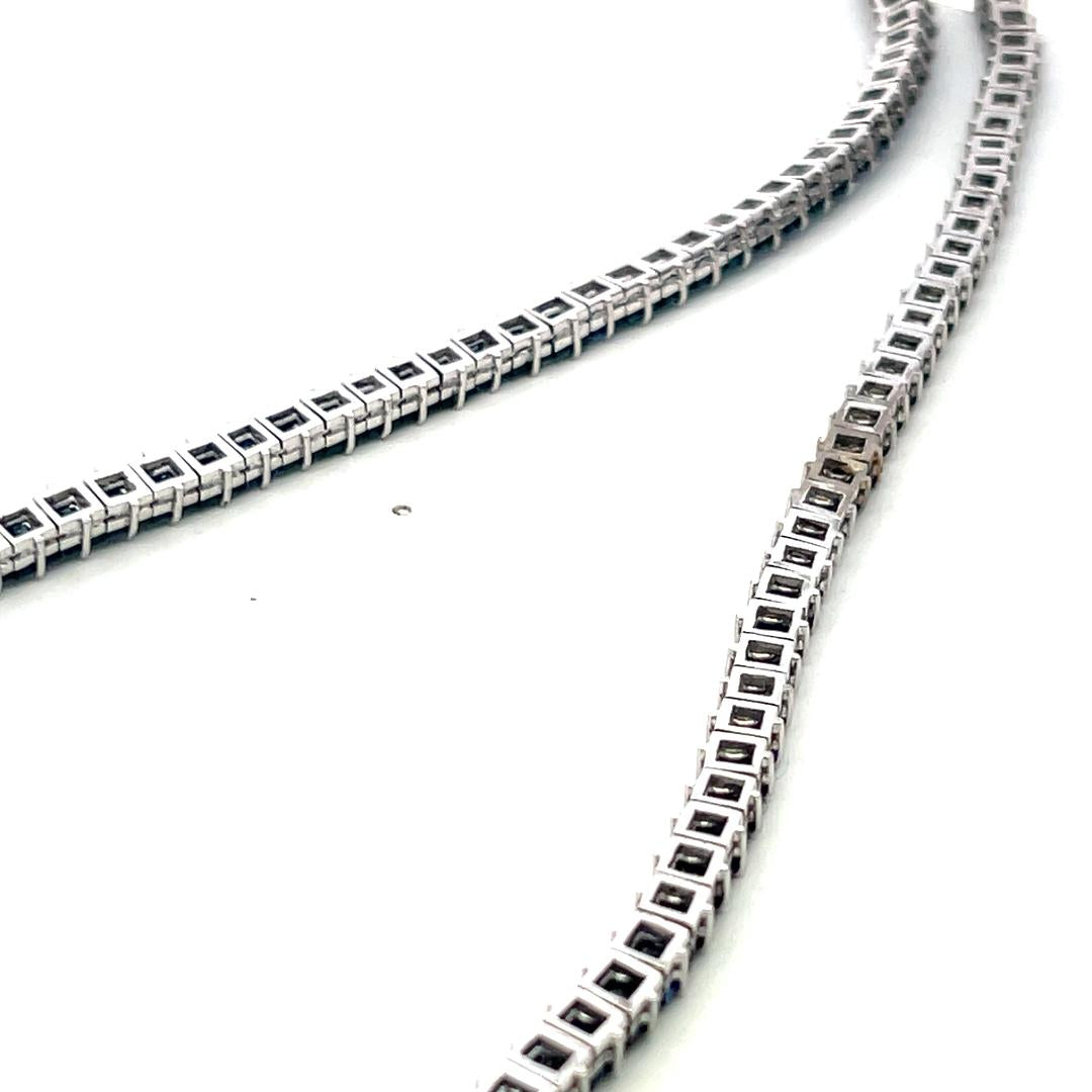 Vintage 10K White Gold Tennis Necklace with 33.3 Carat Sapphire 17.5 Inch 41.7g