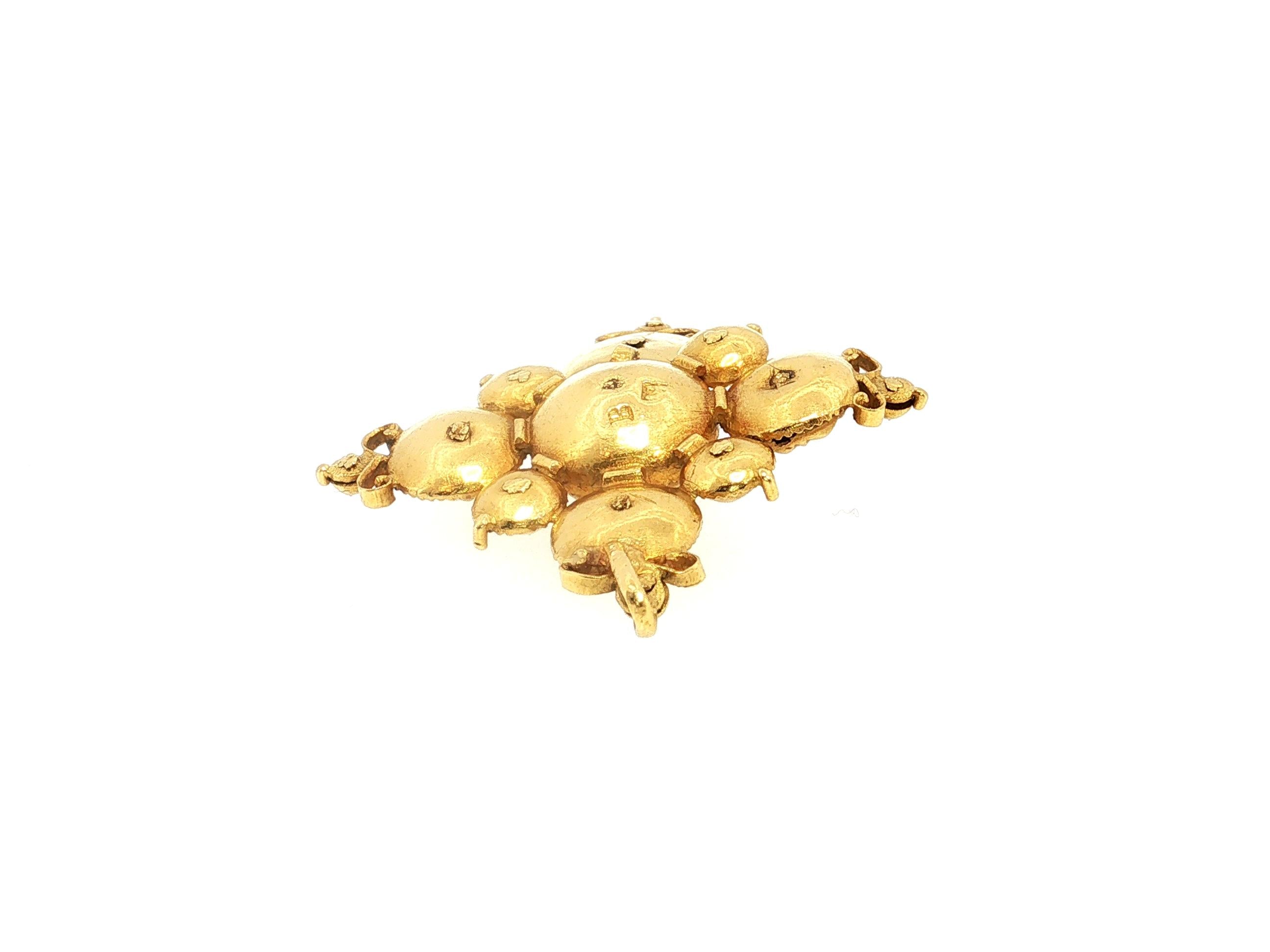 Antique 20K Yellow Gold Pendant with 0.45 Carat Rose Cut Black Diamonds  10.2g