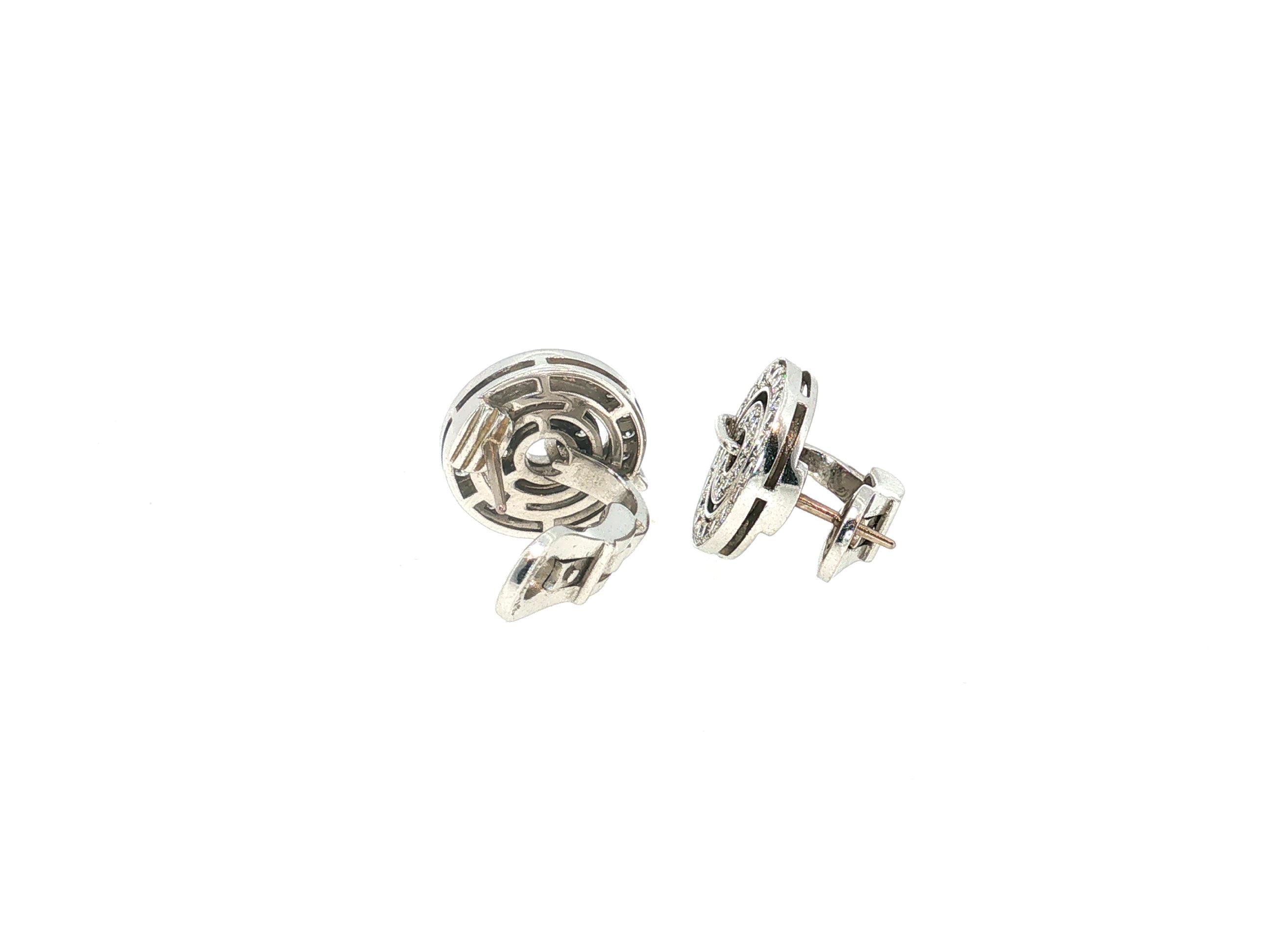 Bvlgari 18K White Gold Clip-On Earrings with 0.9 Carat Round G VS Diamonds