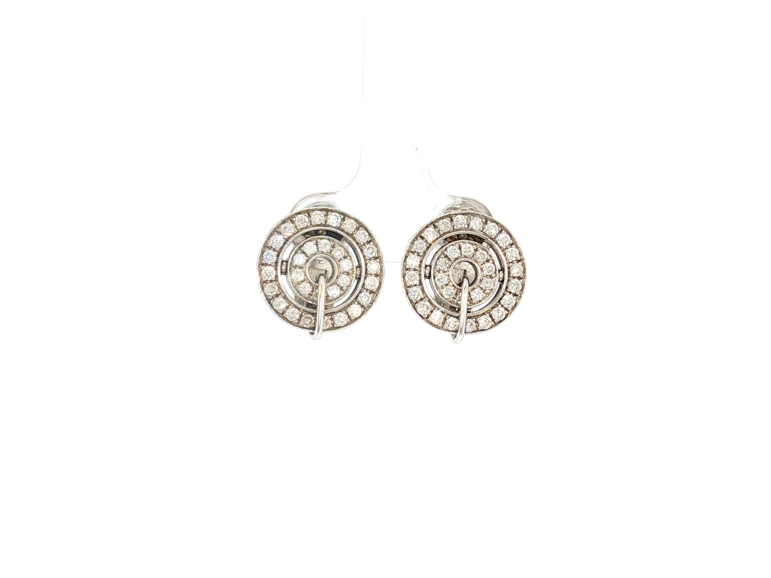 Bvlgari 18K White Gold Clip-On Earrings with 0.9 Carat Round G VS Diamonds