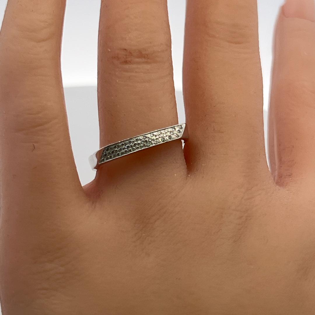 Tiffany & Co Frank Gehry 18K White Gold Band Ring with 0.22ct Diamonds Size 8.75
