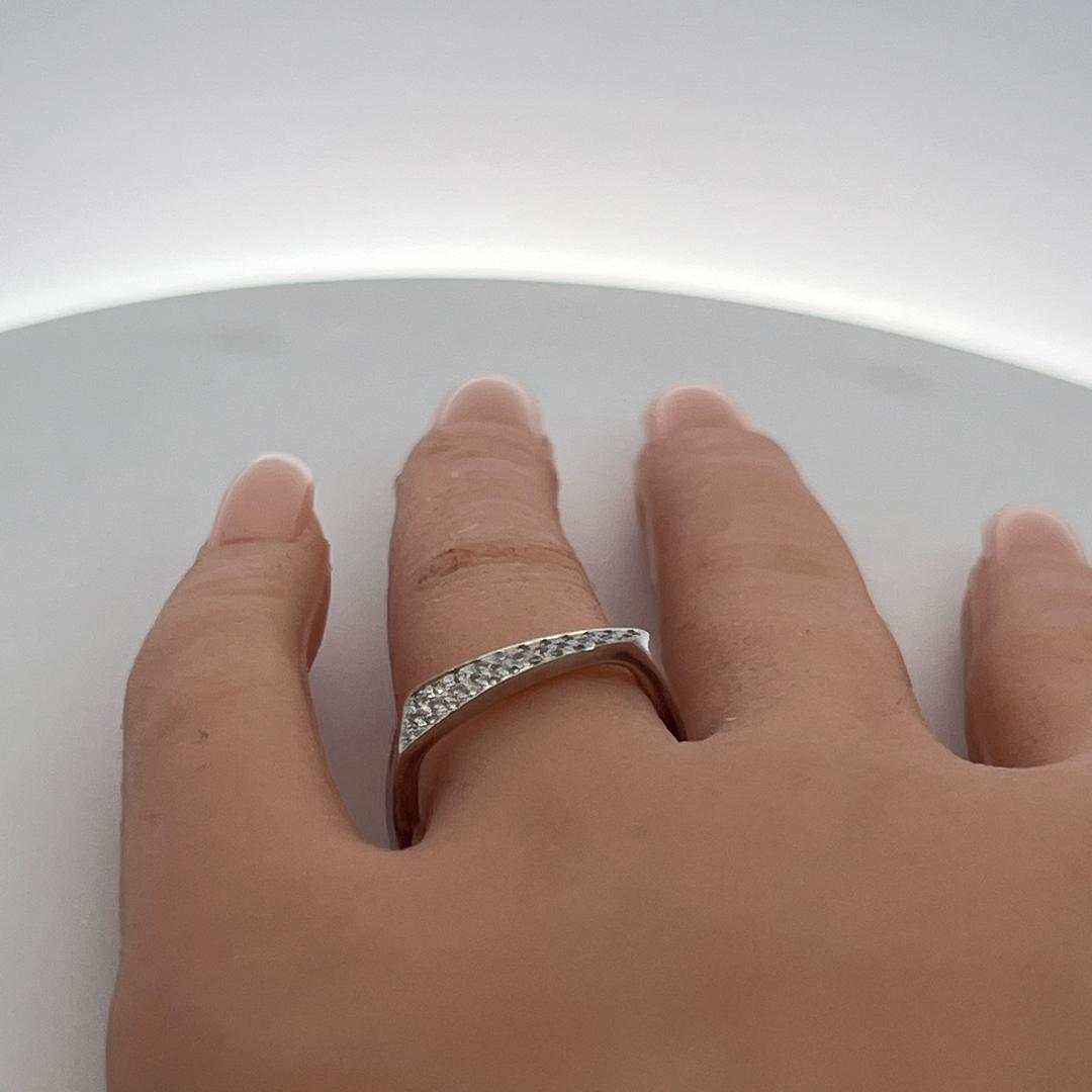 Tiffany & Co Frank Gehry 18K White Gold Band Ring with 0.22ct Diamonds Size 8.75