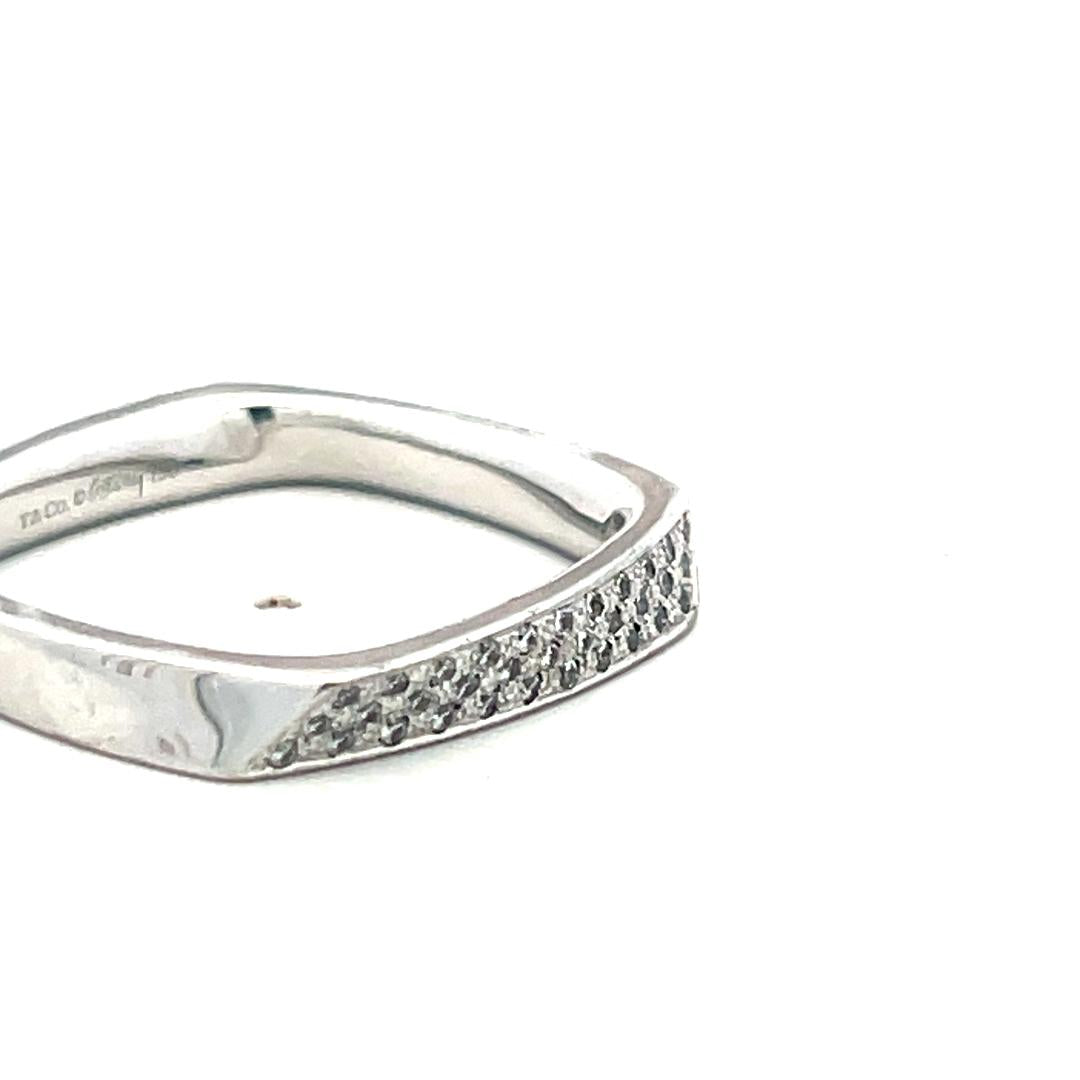 Tiffany & Co Frank Gehry 18K White Gold Band Ring with 0.22ct Diamonds Size 8.75