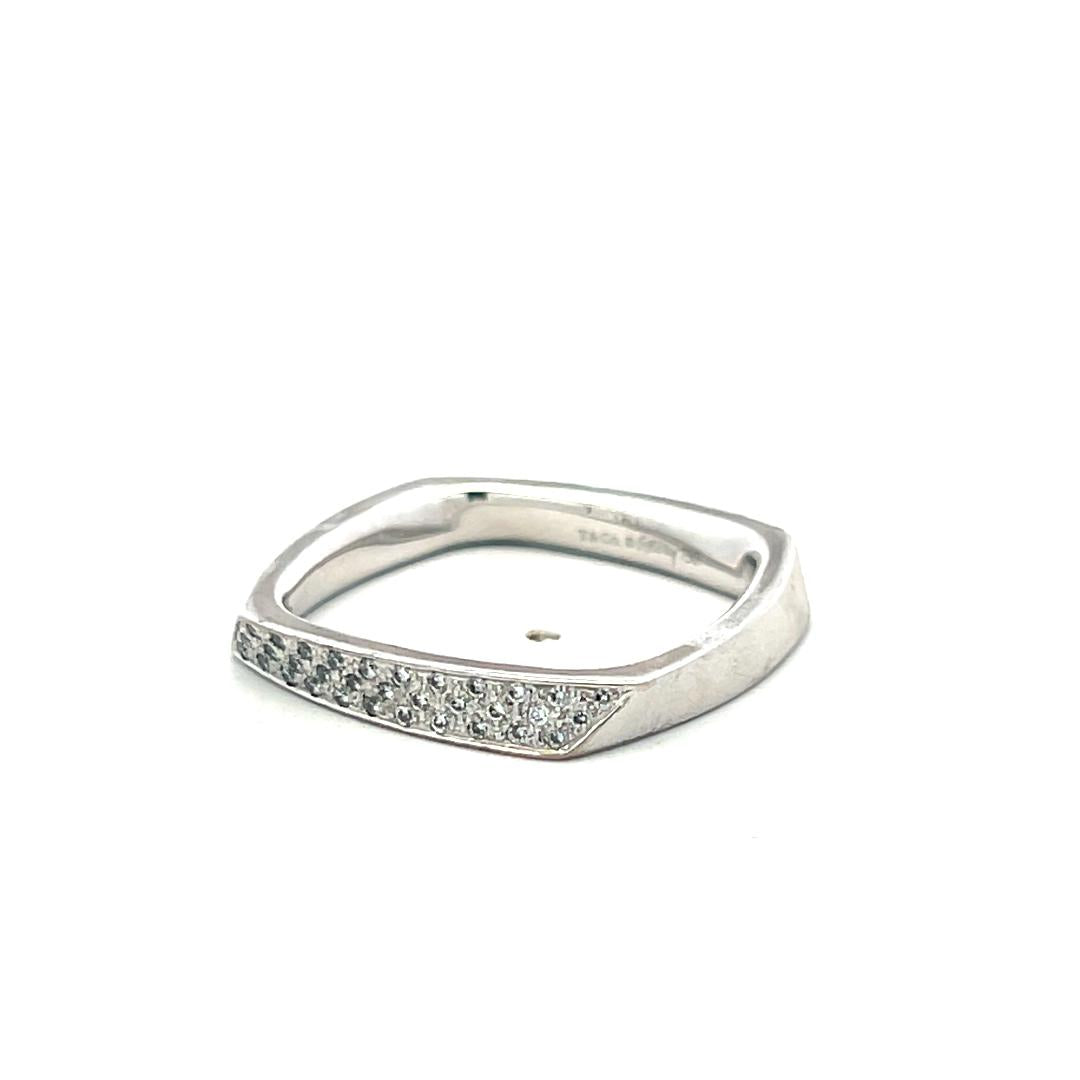 Tiffany & Co Frank Gehry 18K White Gold Band Ring with 0.22ct Diamonds Size 8.75