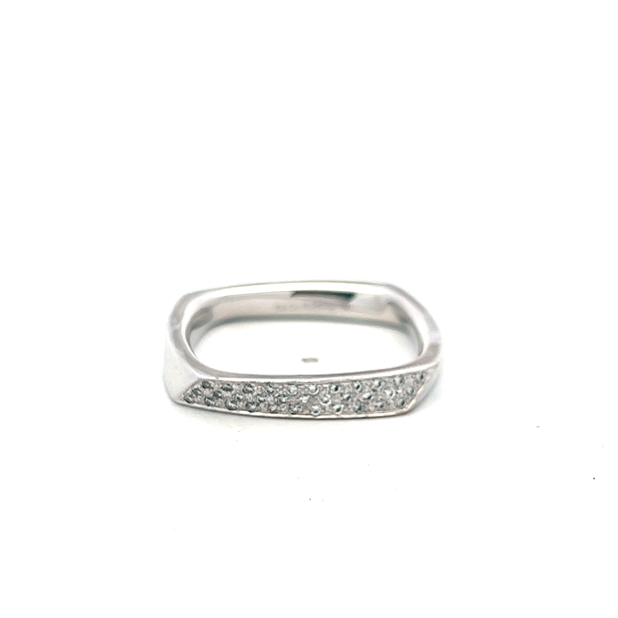 Tiffany & Co Frank Gehry 18K White Gold Band Ring with 0.22ct Diamonds Size 8.75