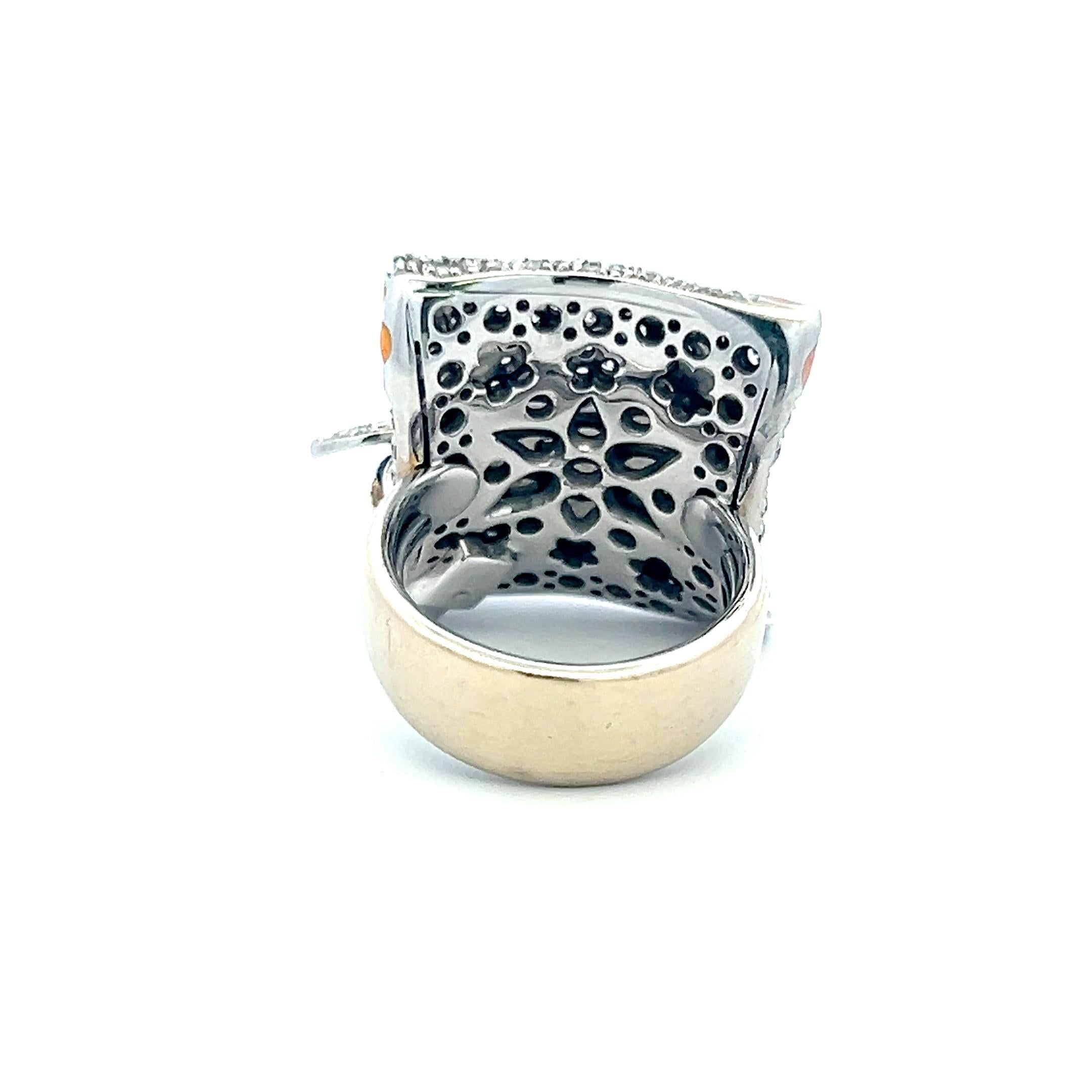 18K White Gold Floral Cocktail Ring with 1.05 Carat Round H VS Diamonds