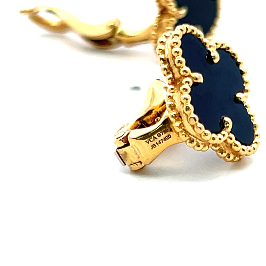 Van Cleef & Arpels 18K Yellow Gold Clip On Earrings with 12X5.54mm Onyx