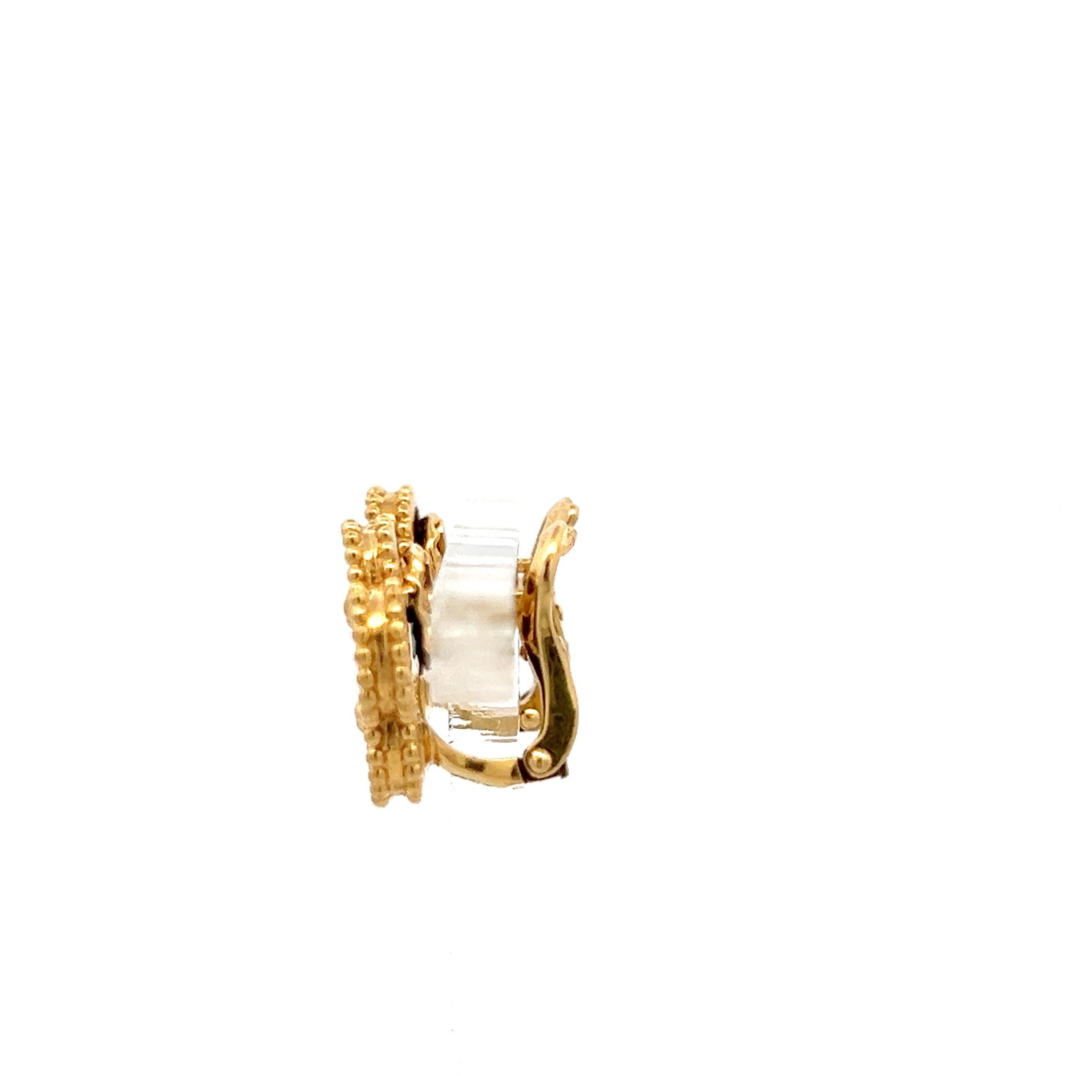 Van Cleef & Arpels 18K Yellow Gold Clip On Earrings with 12X5.54mm Onyx