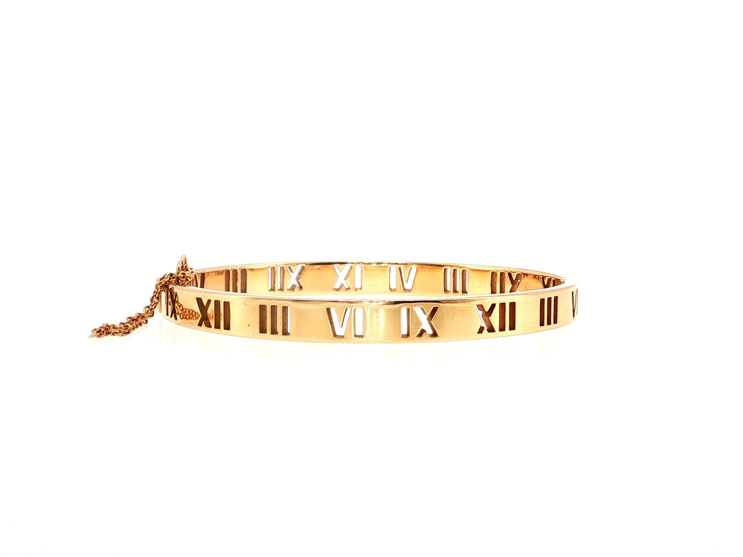Tiffany & Co 18K YG Bangle Bracelet with 0.14 Carat Round F VS Diamonds Size 6.5