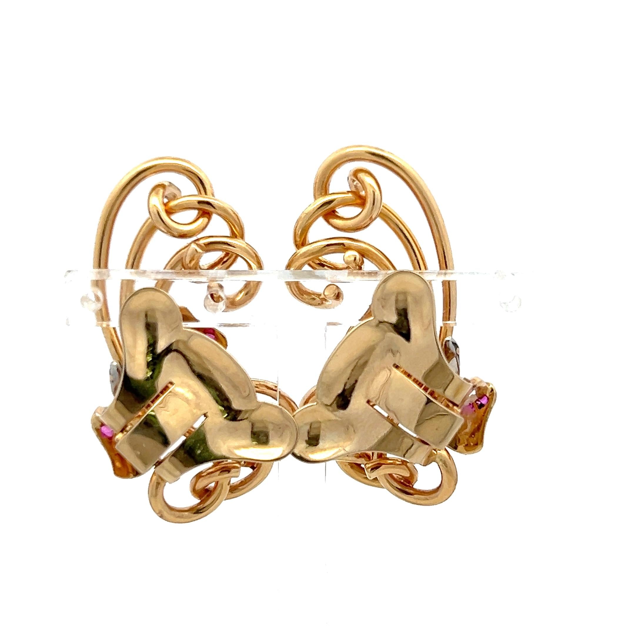 14K YG Clip-On Earrings with 0.3 Carat Round G VS Diamonds & 0.25 Carat Rubies
