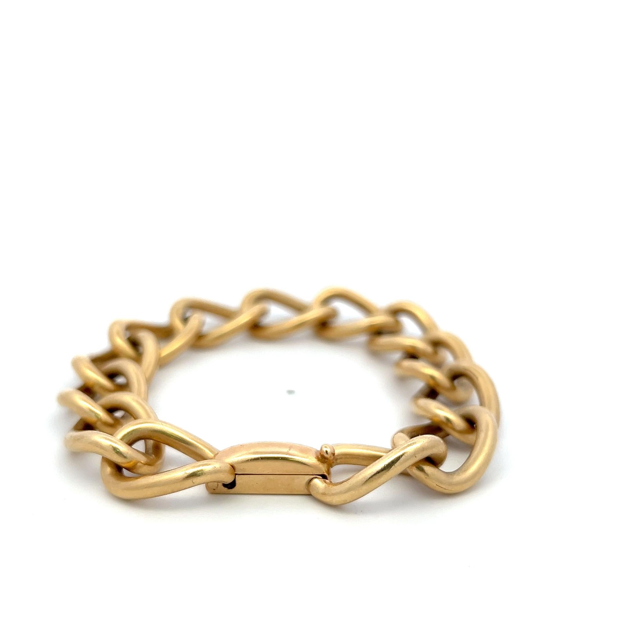 Vintage 14 Karat Yellow Gold Chain Link Bracelet 57.9 Grams 7.5 Inch