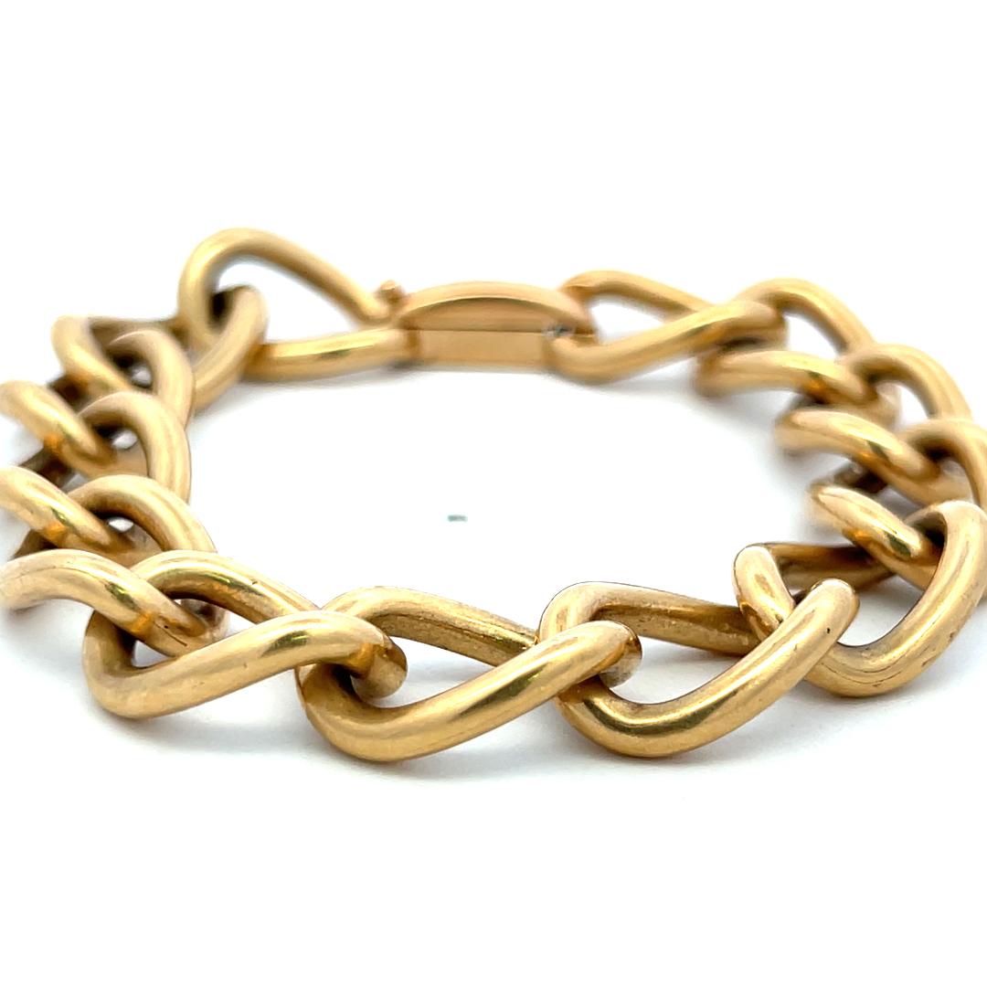Vintage 14 Karat Yellow Gold Chain Link Bracelet 57.9 Grams 7.5 Inch